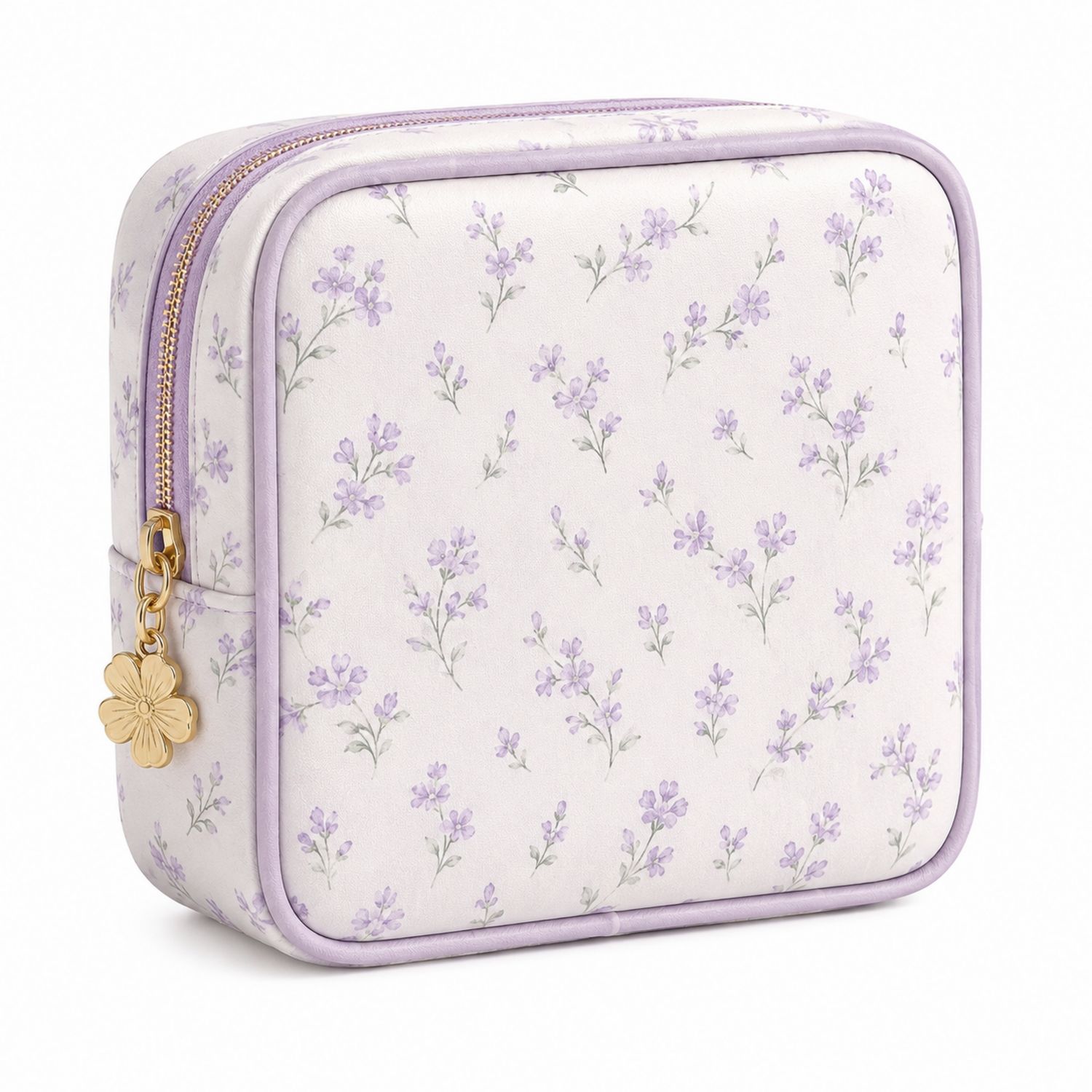 Kosmetiktasche mit Blumenmuster und Reißverschluss in Lila-Velridan