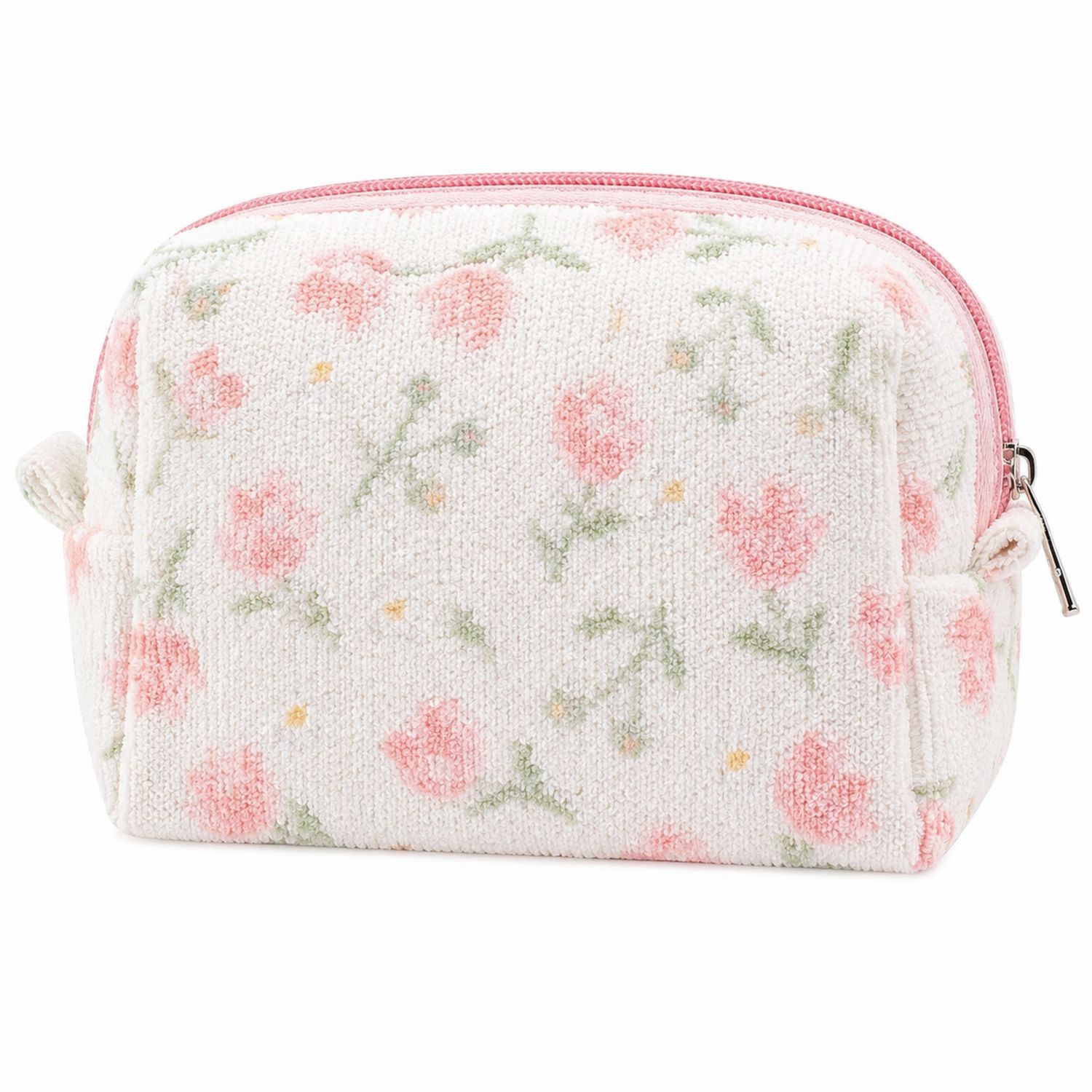 Kosmetiktasche mit Blumenmuster und Reißverschluss - Rosa/Grün-Velridan