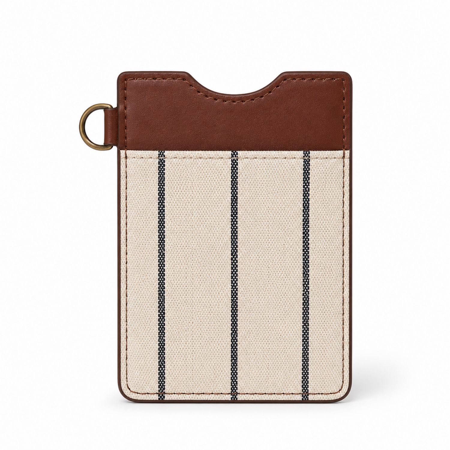 Elegantes Kartenetui mit Streifen Braun Beige-Velridan