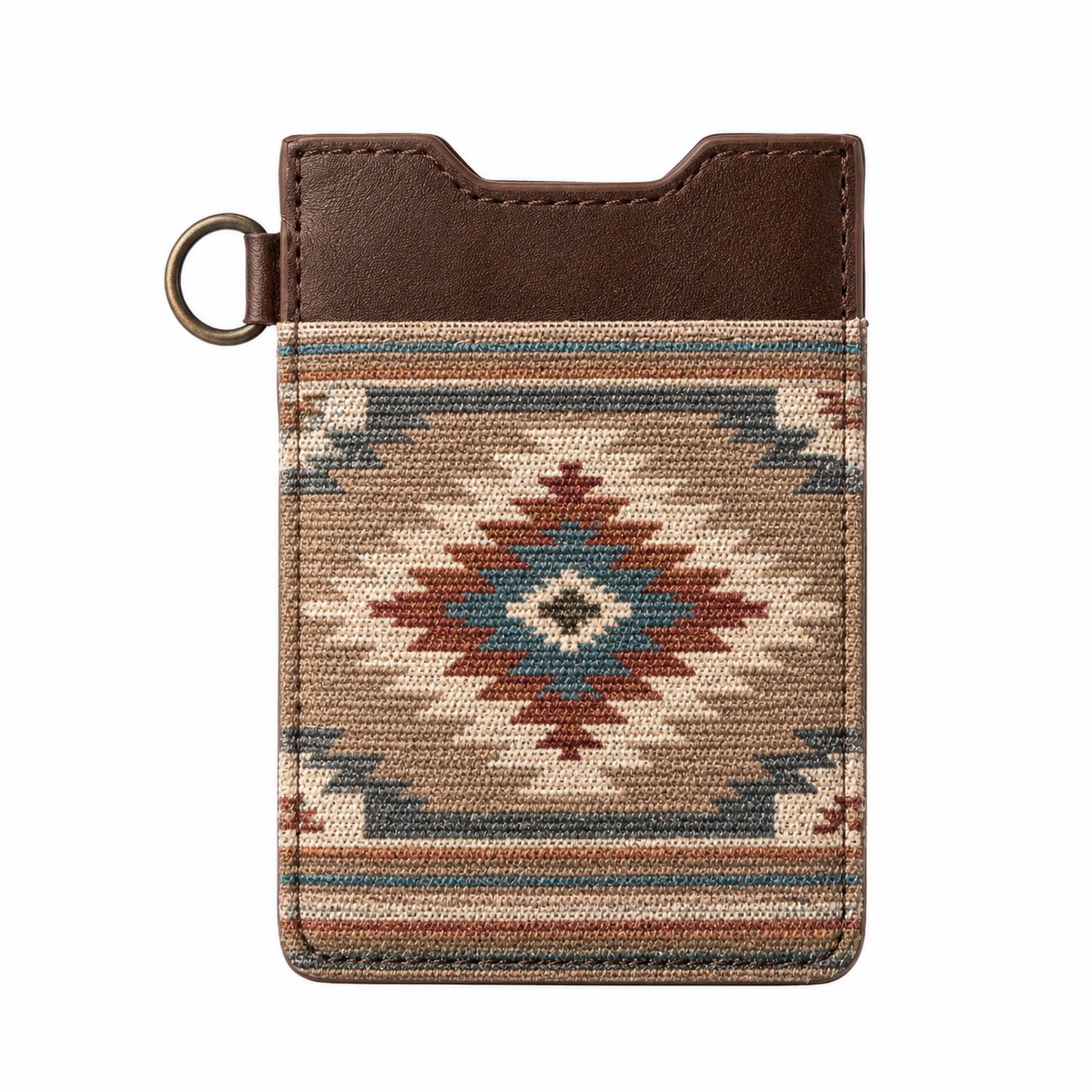 Kartenetui mit Traditionellem Ethno-Muster in Braun, Beige, Blau und Rot-Velridan