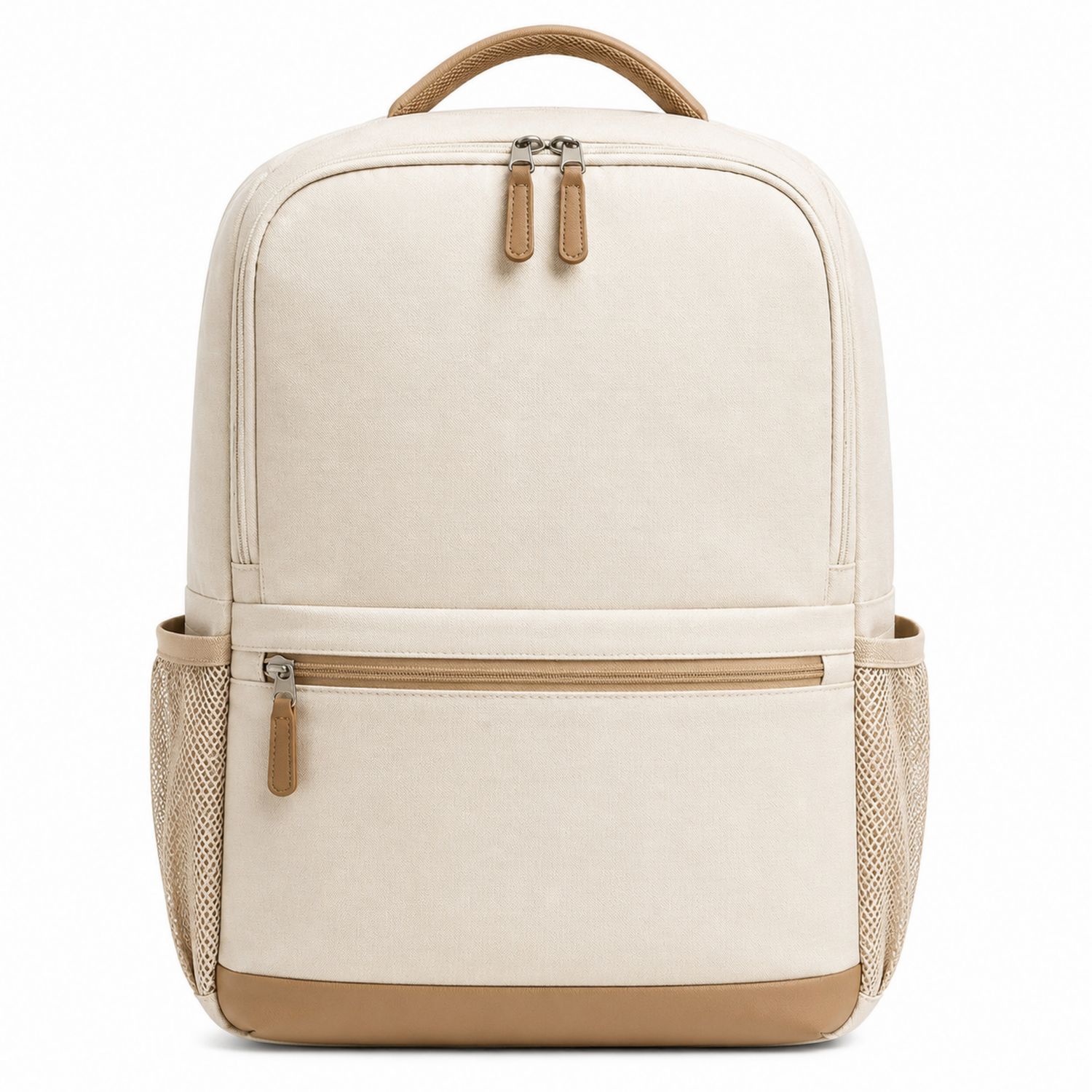 Beiger Rucksack mit Netzseitentaschen, 20L