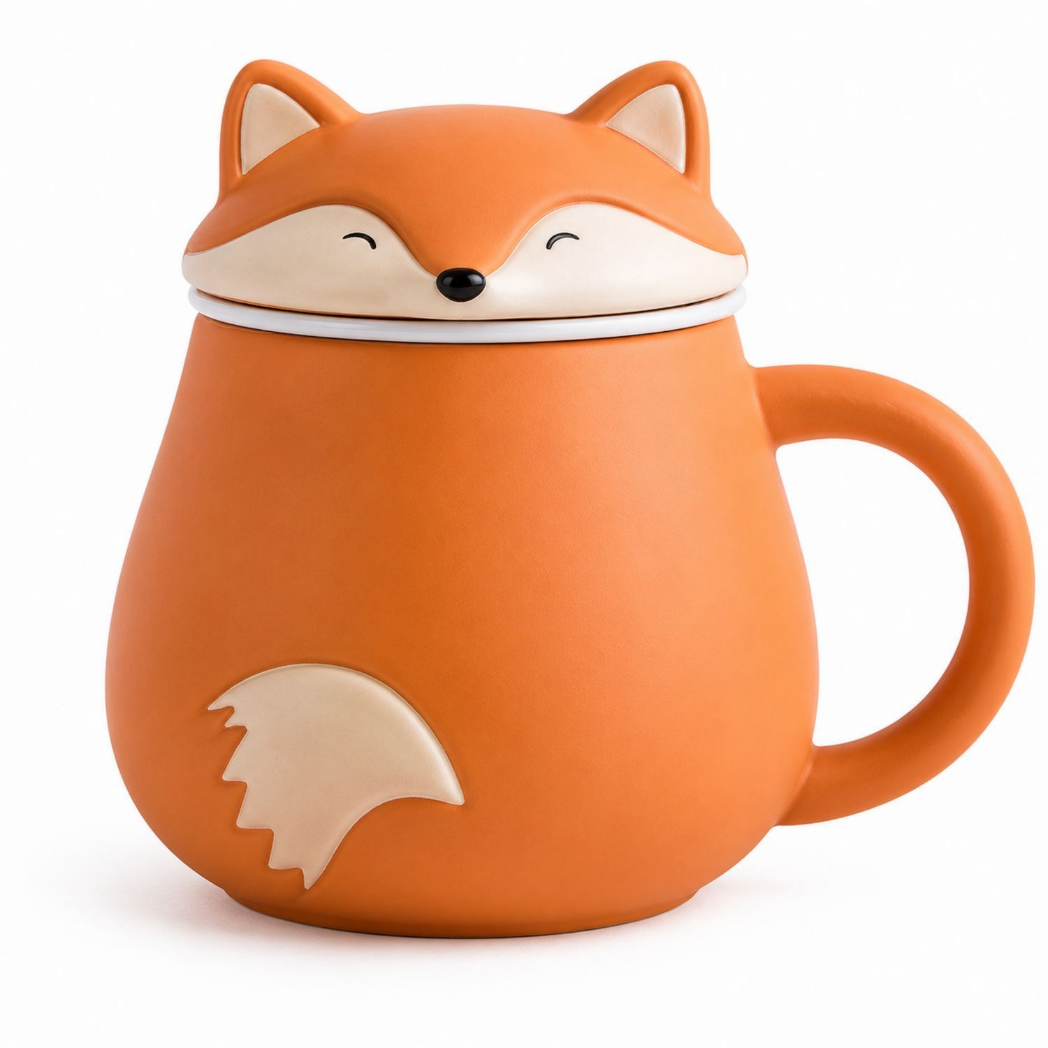 Tasse renard en céramique avec couvercle 350ml - Orange