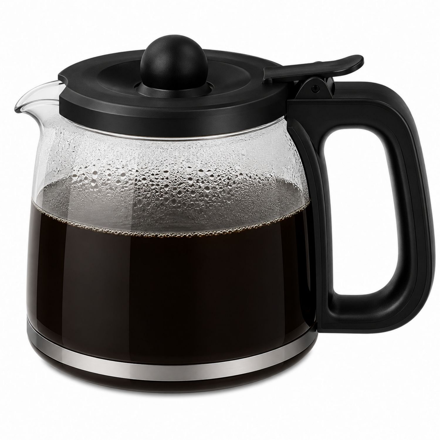 Cafetière en Verre avec Couvercle Noir et Anse Ergonomique 1000 ml