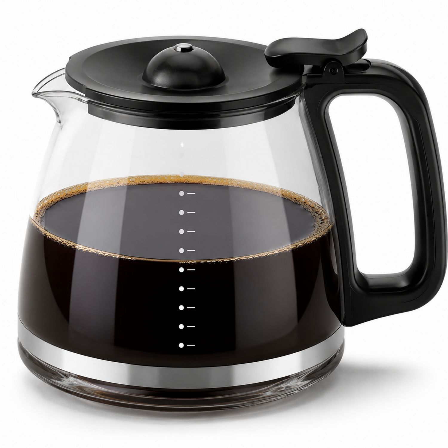 Cafetière en verre 1,5L avec design anti-goutte - Noir et Transparent