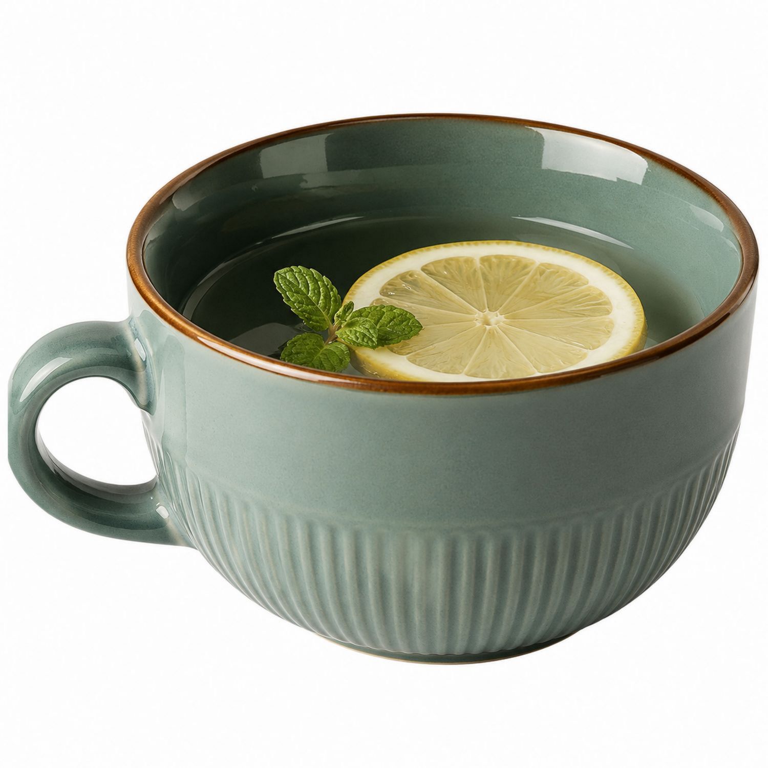 Grande tasse en céramique vert foncé
