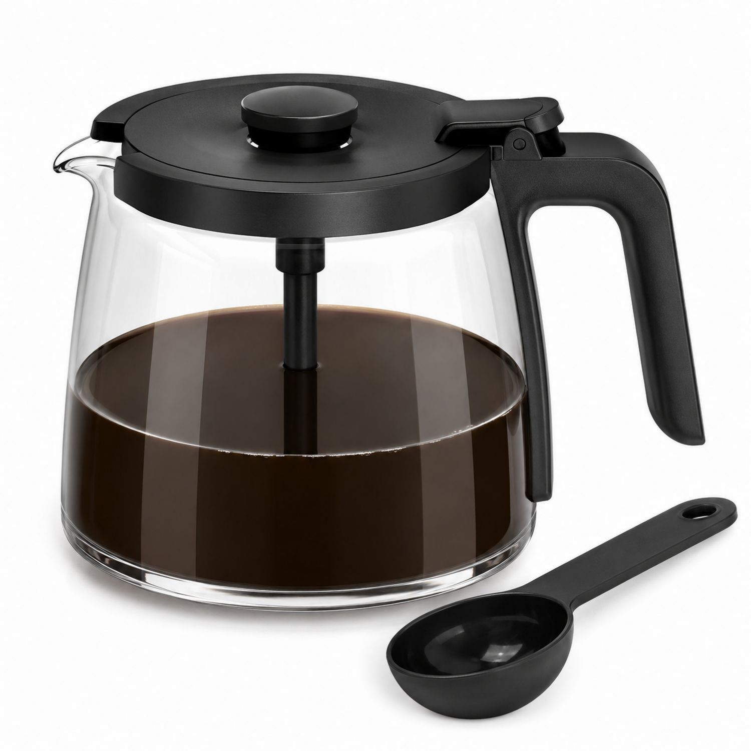Cafetière à piston en verre 1000ml avec cuillère doseuse - Noire