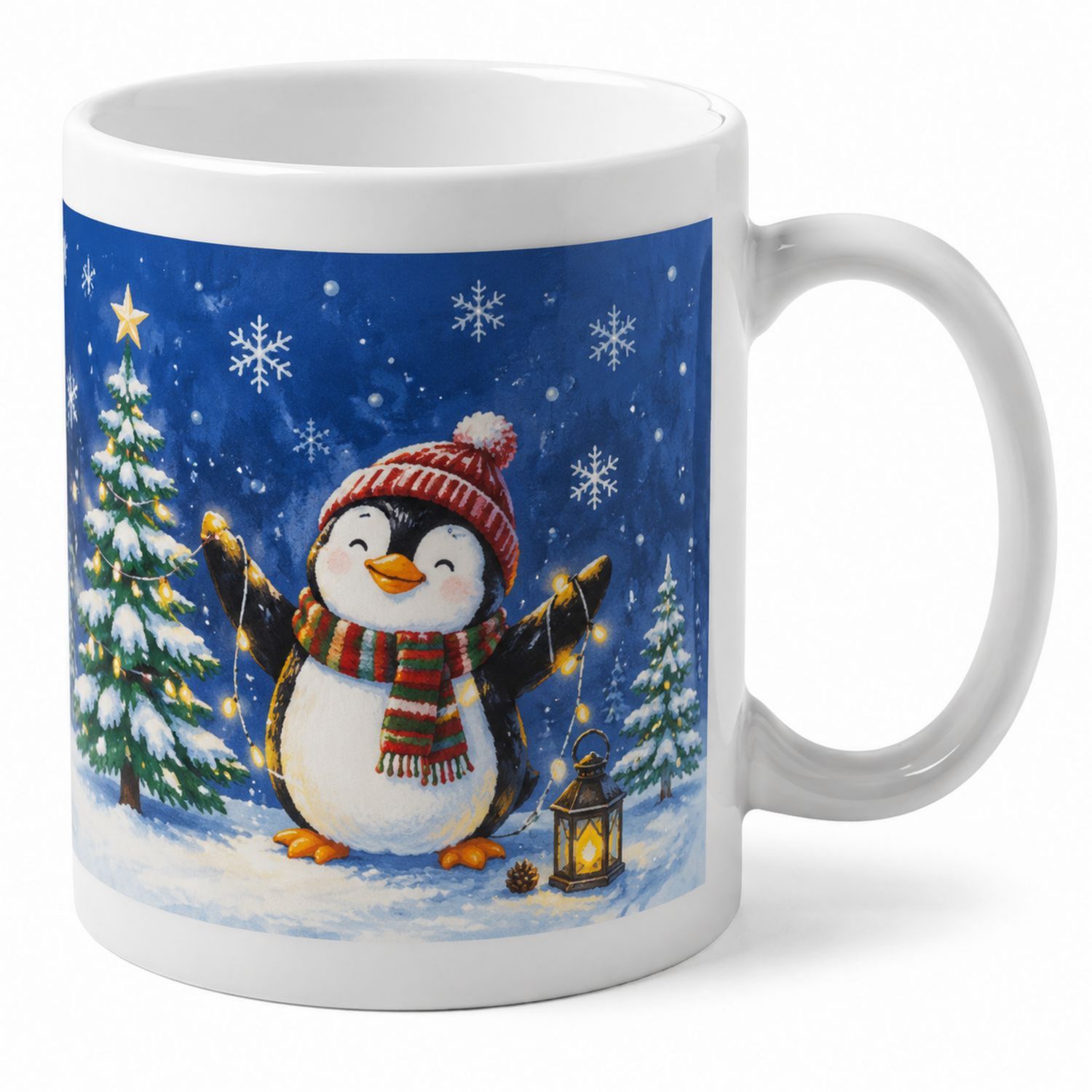 Mug en céramique décor hivernal avec pingouin 350ml