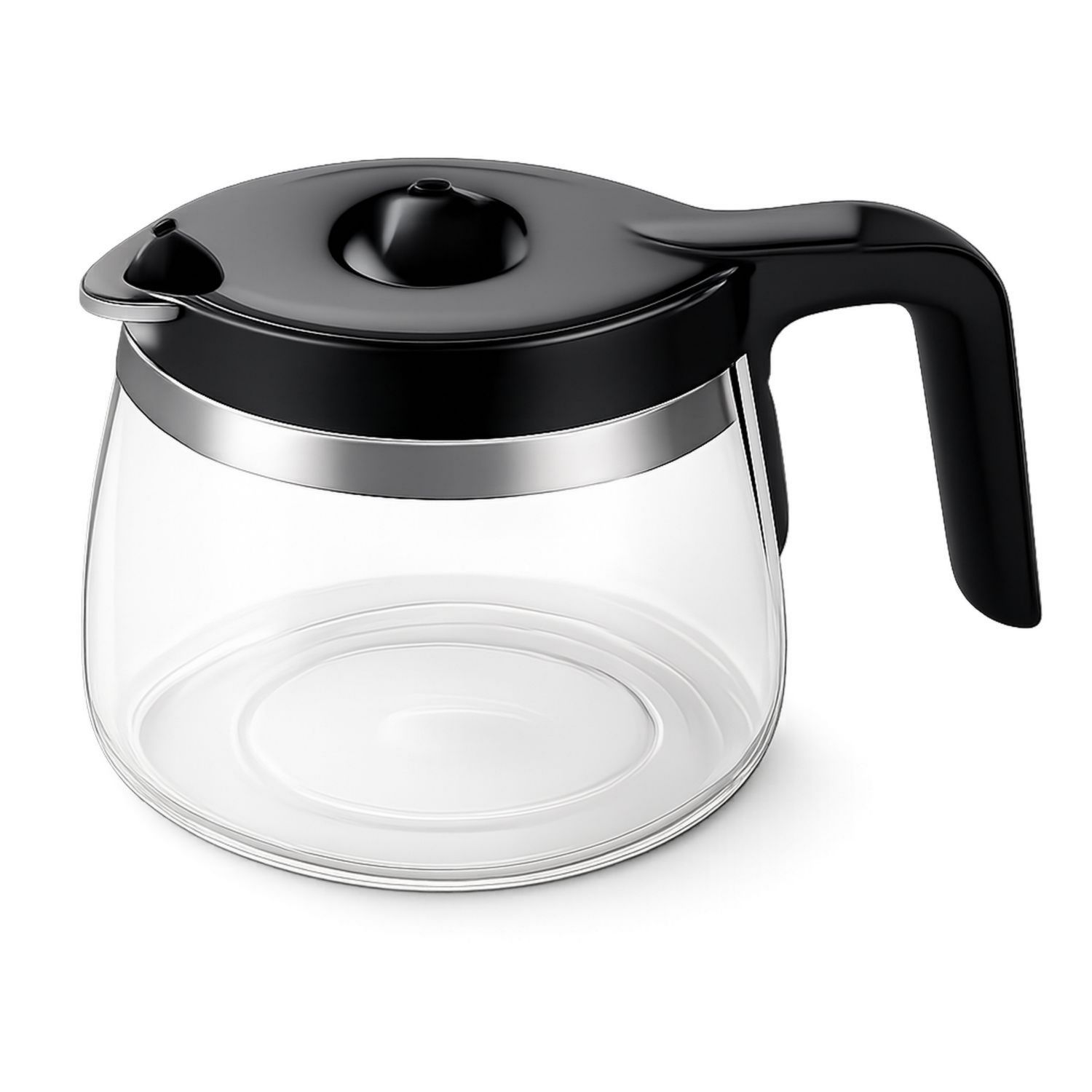 Carafe en verre de 1200 ml avec couvercle noir et poignée ergonomique