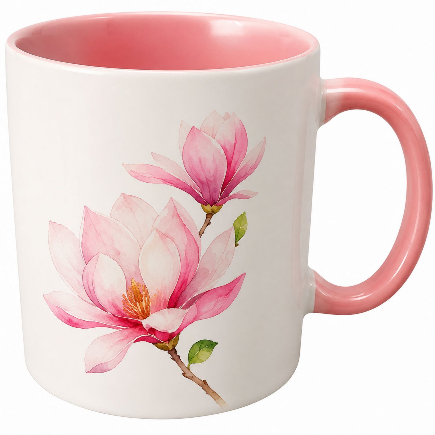 Tasse en céramique avec motif floral magnolia 350ml