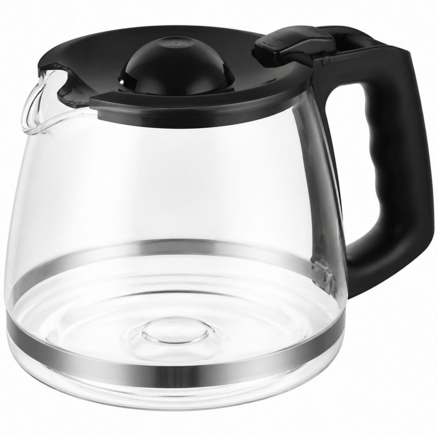 Carafe en verre pour cafetière avec poignée noire, 1200 ml