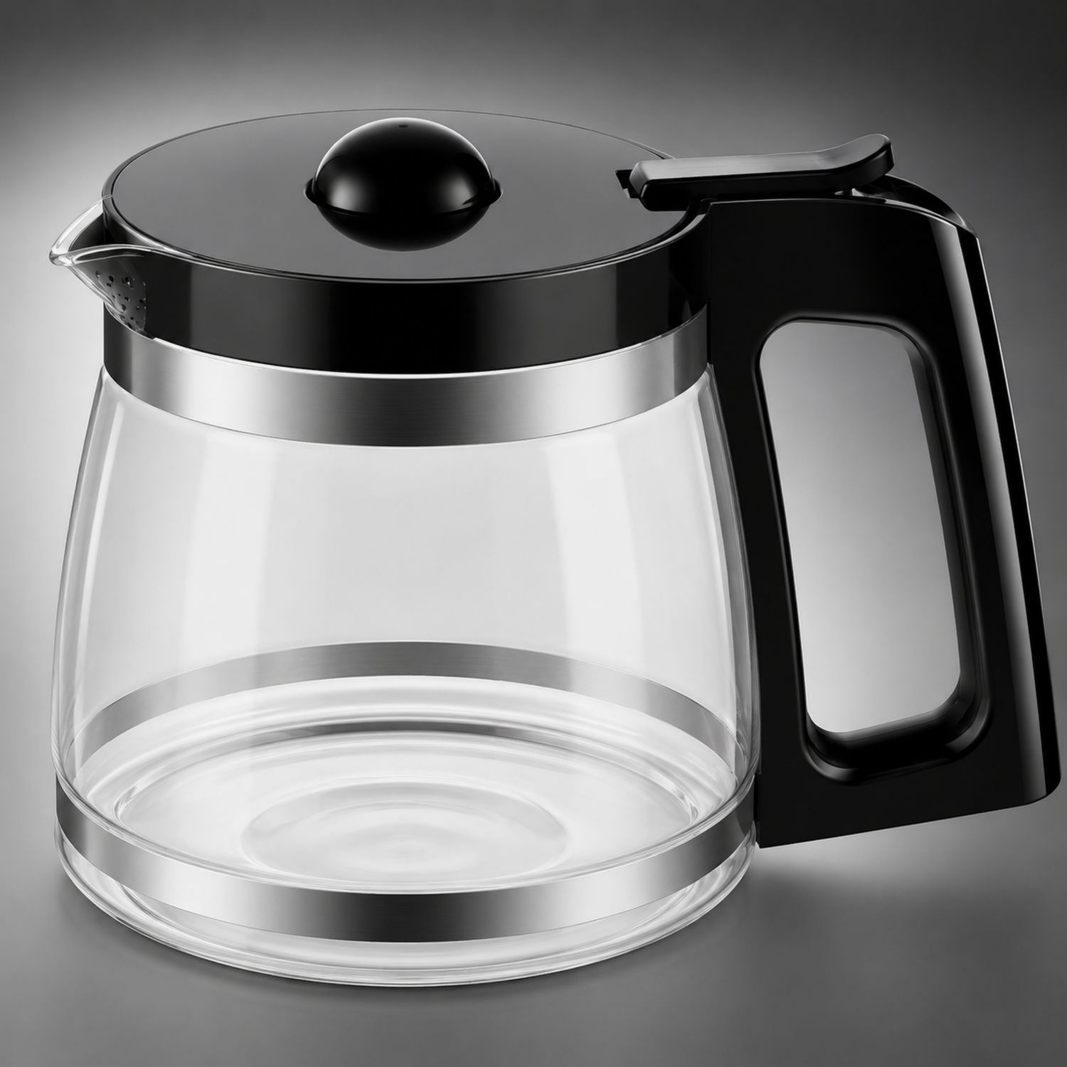 Carafe à café en verre 1500ml avec couvercle et poignée noire
