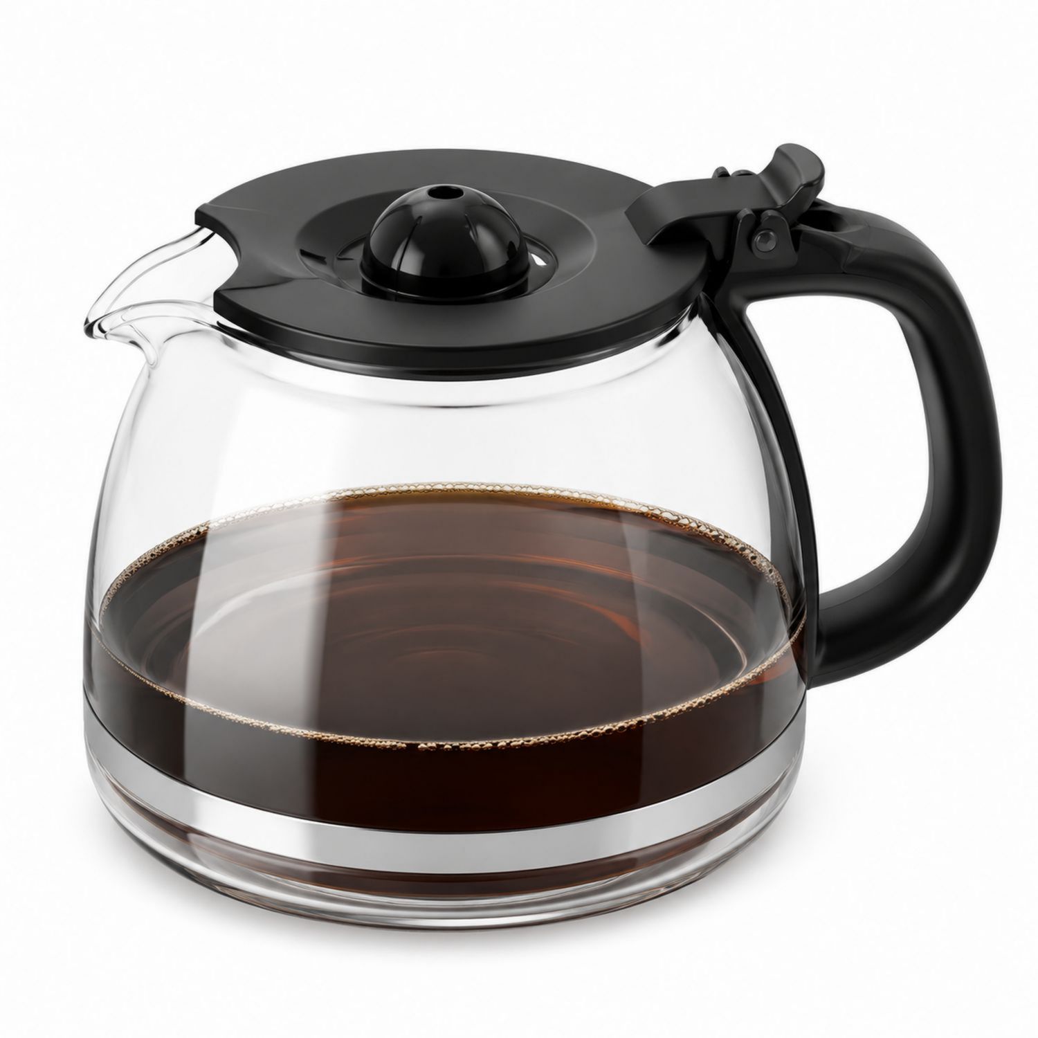 Carafe à café en verre 1500 ml avec couvercle et poignée noires