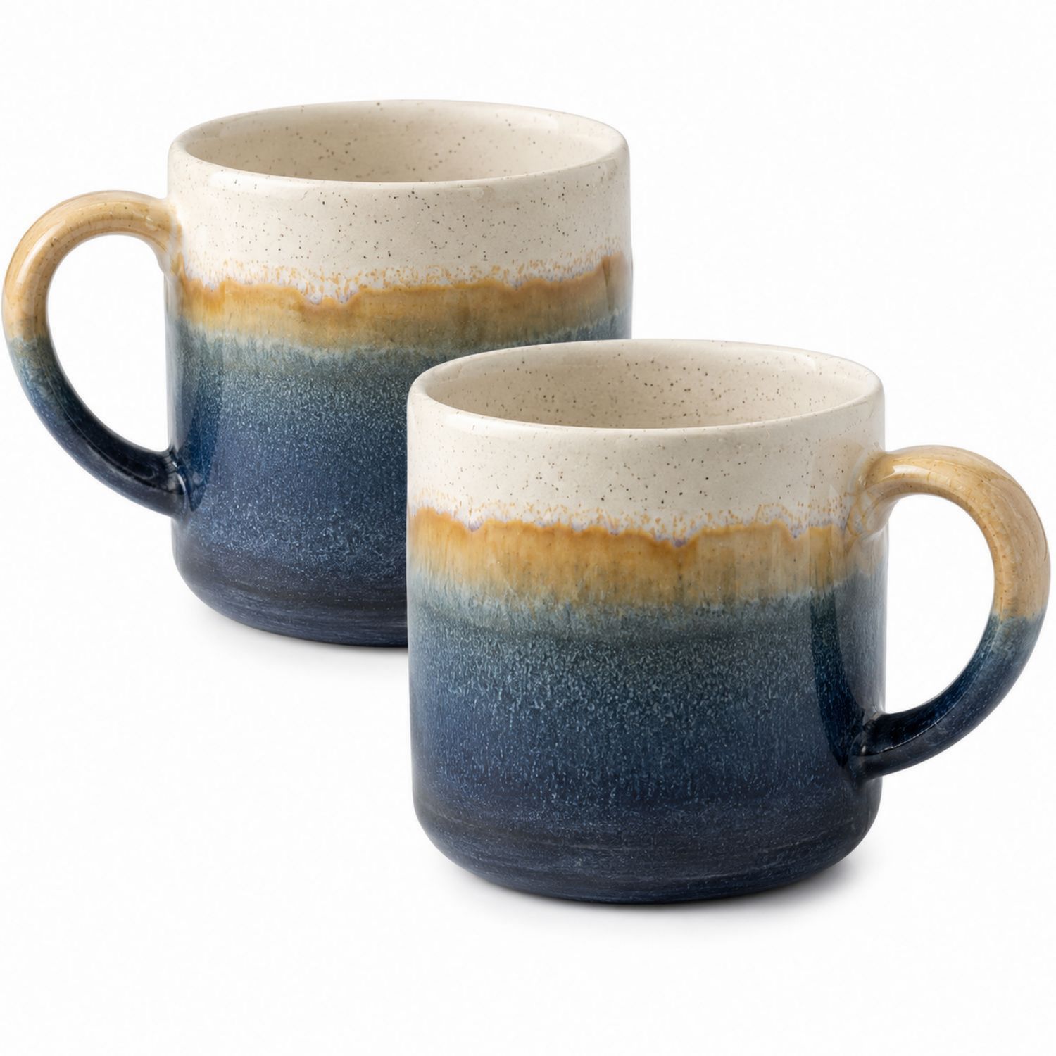 Ensemble de 2 Tasses Dégradées Bleu et Beige 350ml