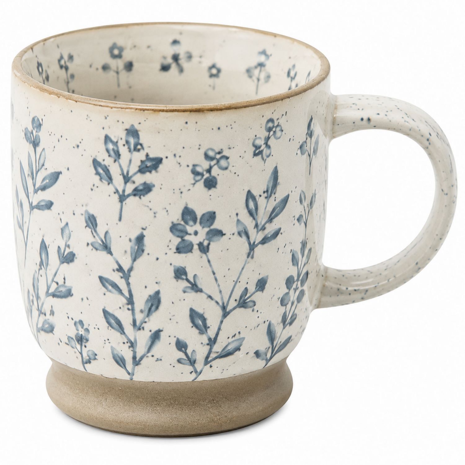 Tasse en céramique avec motifs floraux bleu crème