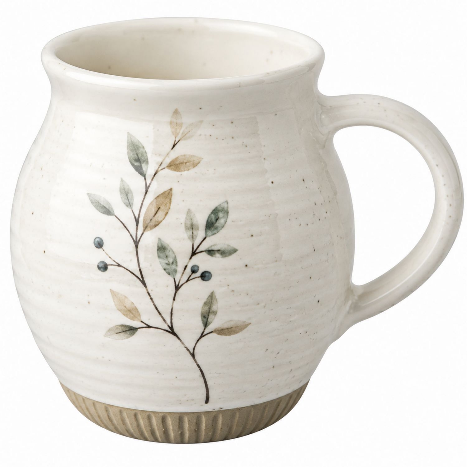 Tasse artisanale en céramique blanche avec motif floral, 300 ml