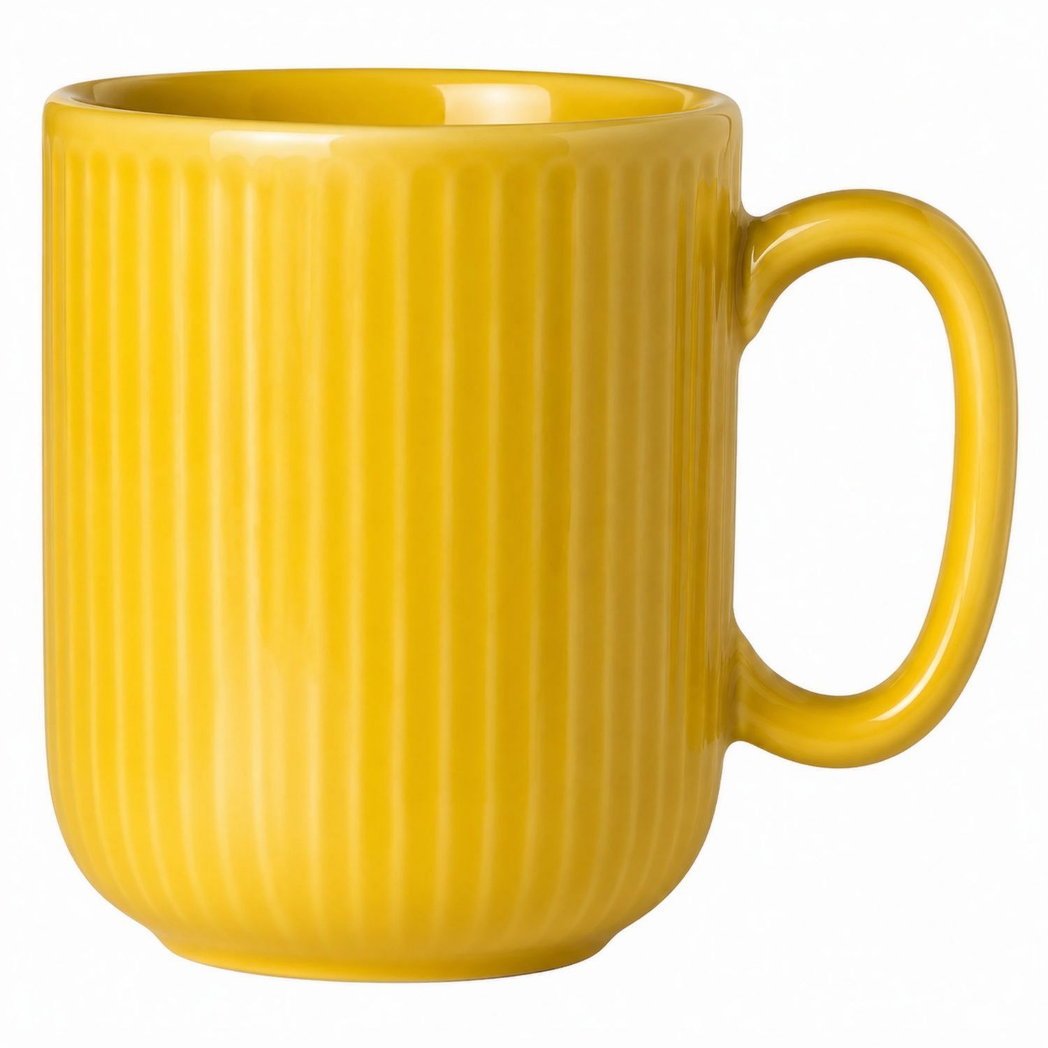 Mug côtelé en céramique jaune 320ml