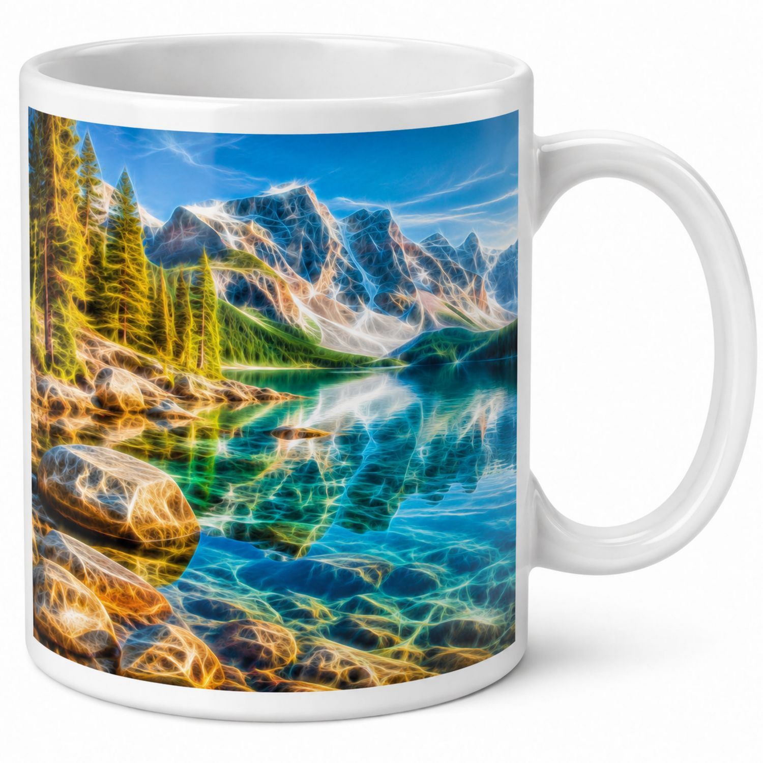 Tasse en céramique paysage de montagne vibrant