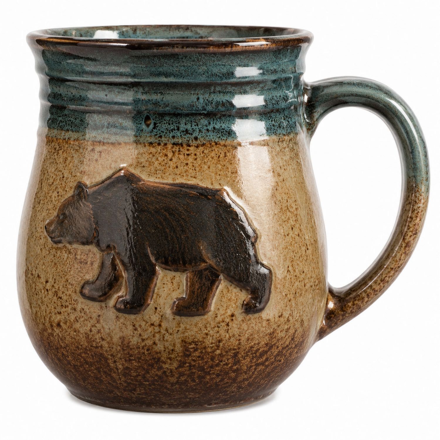 Mug en céramique motif ours marron et vert
