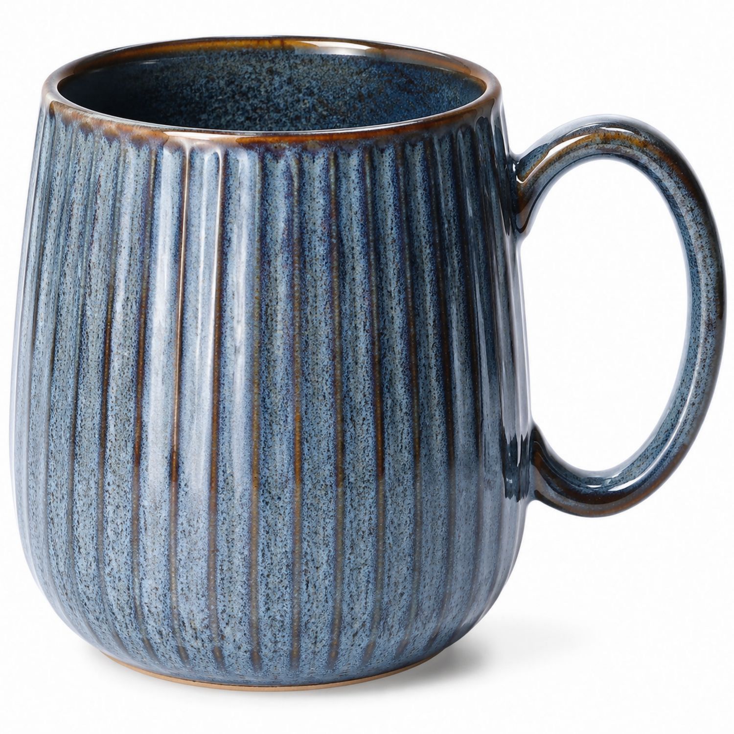 Tasse en céramique bleue striée 350ml