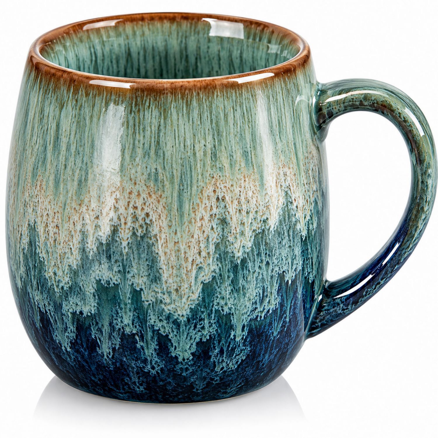Tasse en Céramique Émaillée Dégradée Bleu et Vert