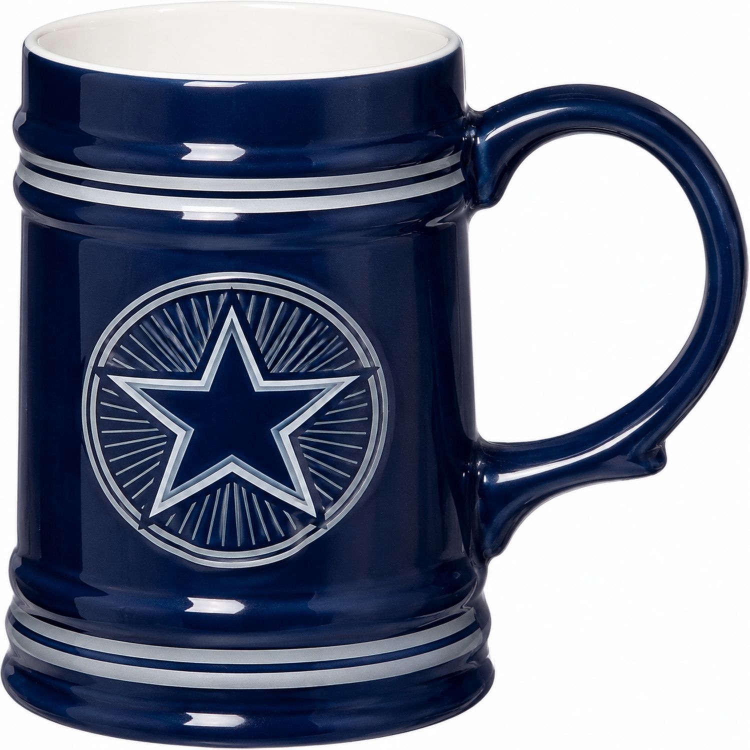 Mug en Céramique Émaillée avec Motif Étoile Bleu - 300 ml