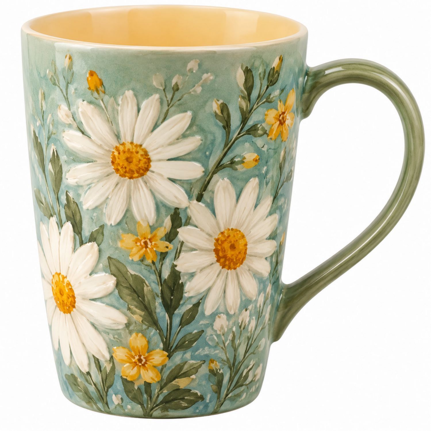 Mug en céramique motif floral 350ml vert