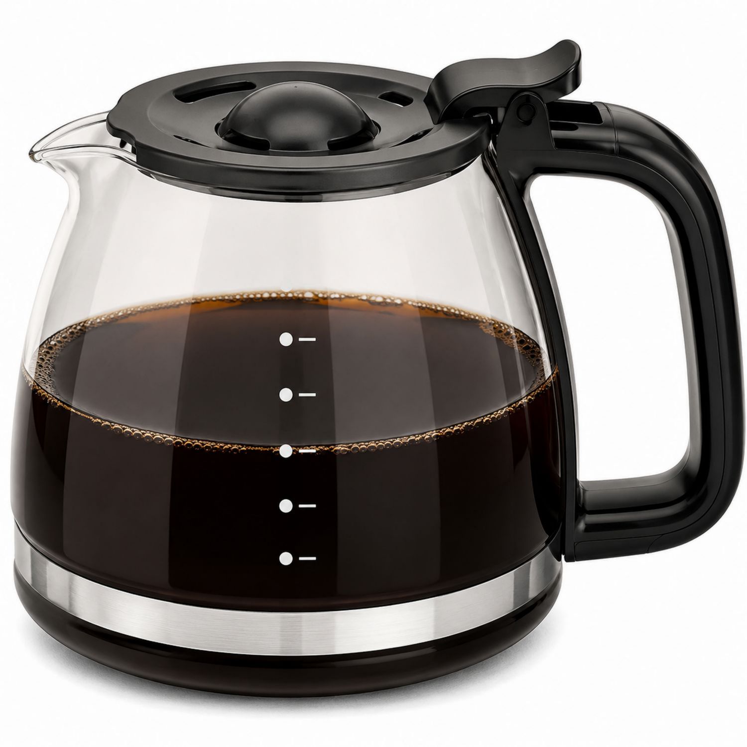 Carafe à café en verre avec poignée noire et capacité de 1000 ml