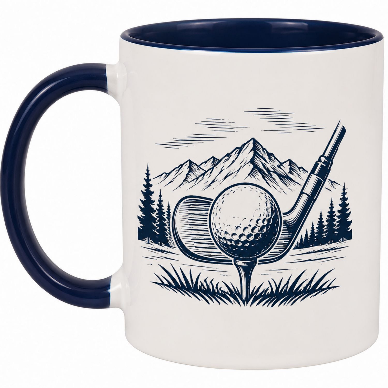 Tasse en Céramique Design Golf Blanc et Bleu