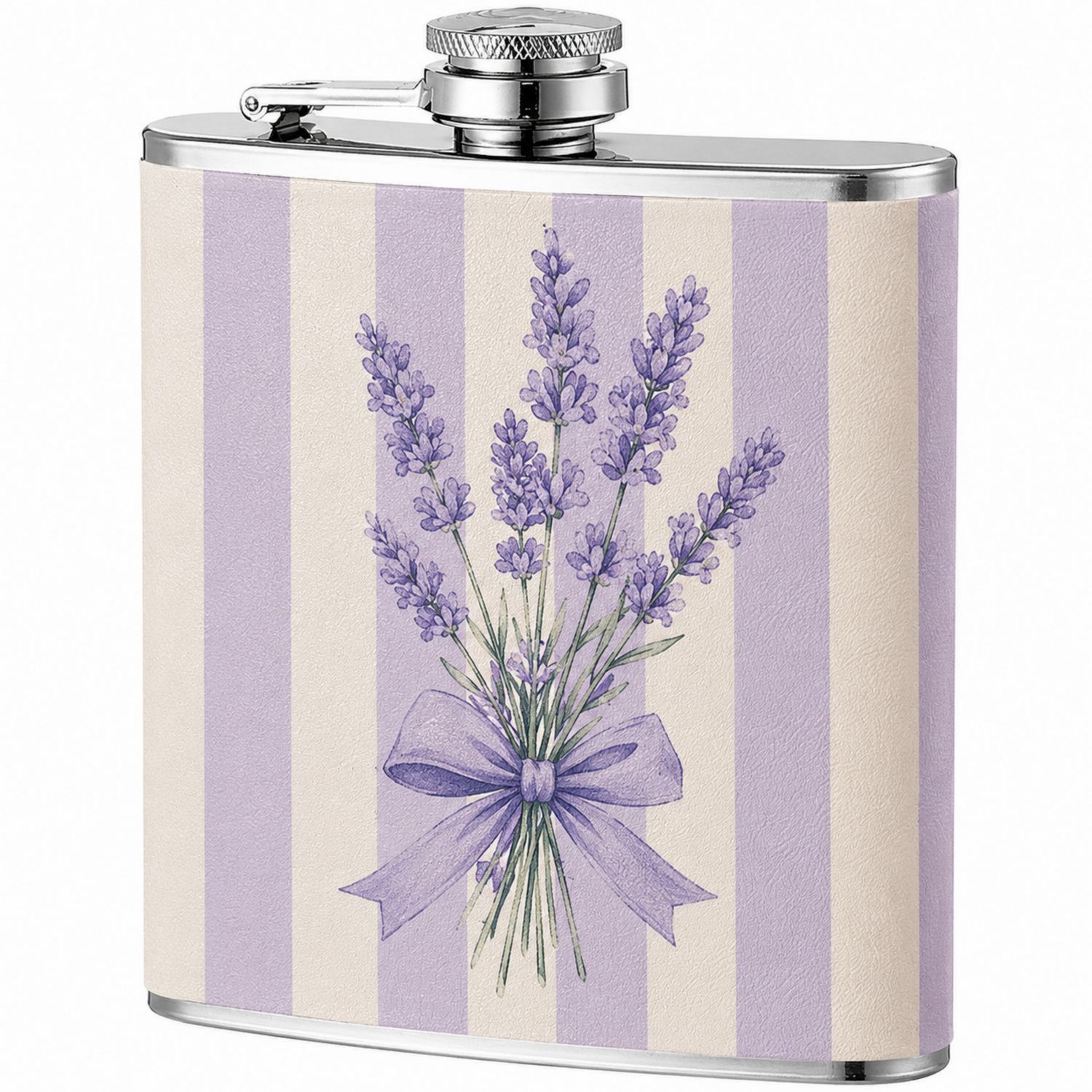 Flasque à Alcool Motif Lavande avec Rayures