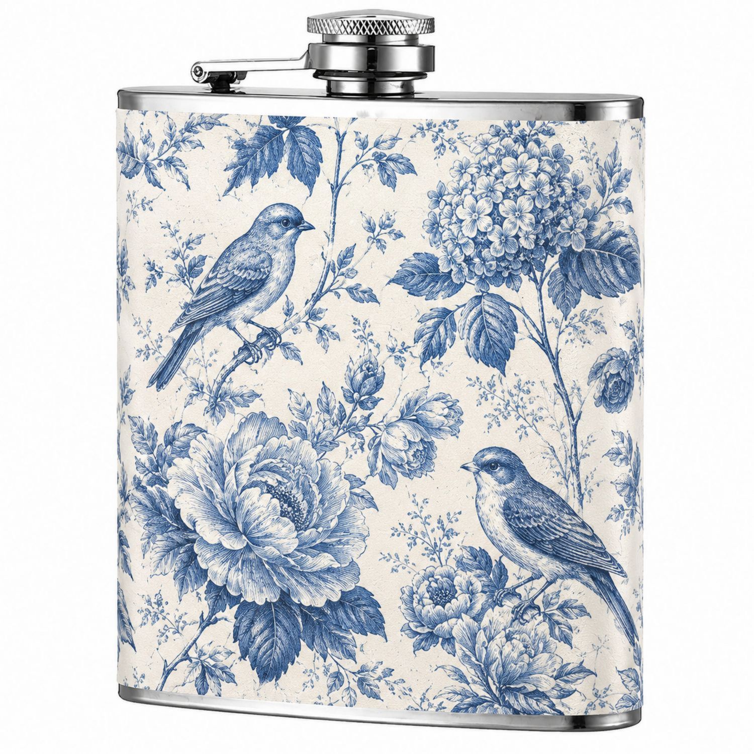 Flasque Élégante Motif Oiseaux et Fleurs 240 ml