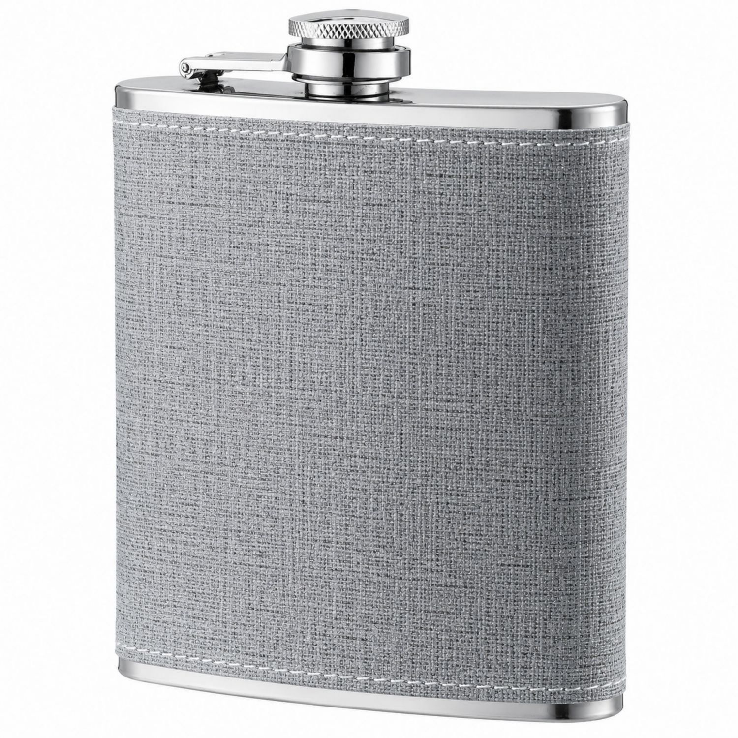 Flasque de poche en inox revêtue de tissu gris 170 ml