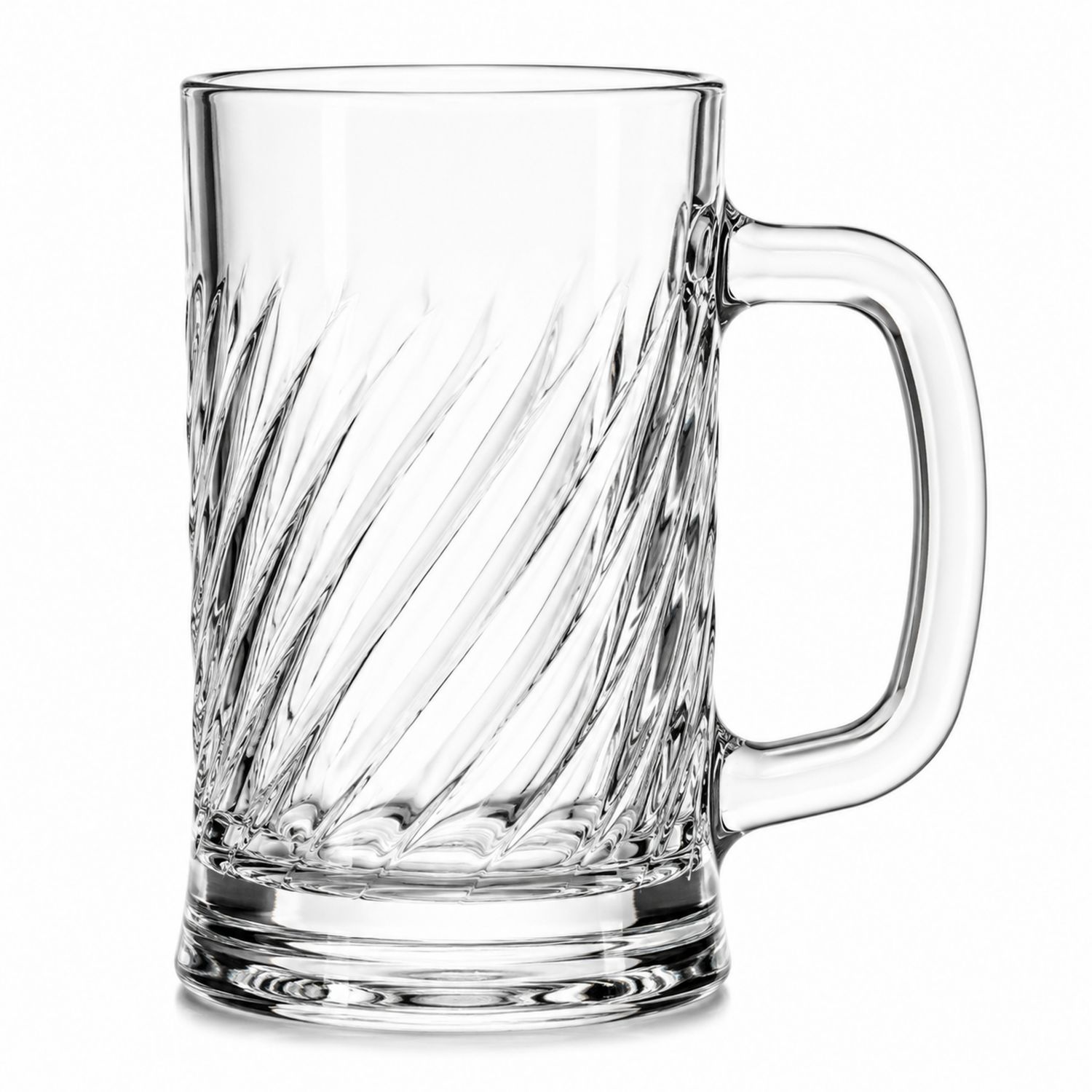 Chope en Verre Transparent avec Motif Spiralé et Anse - 500ml