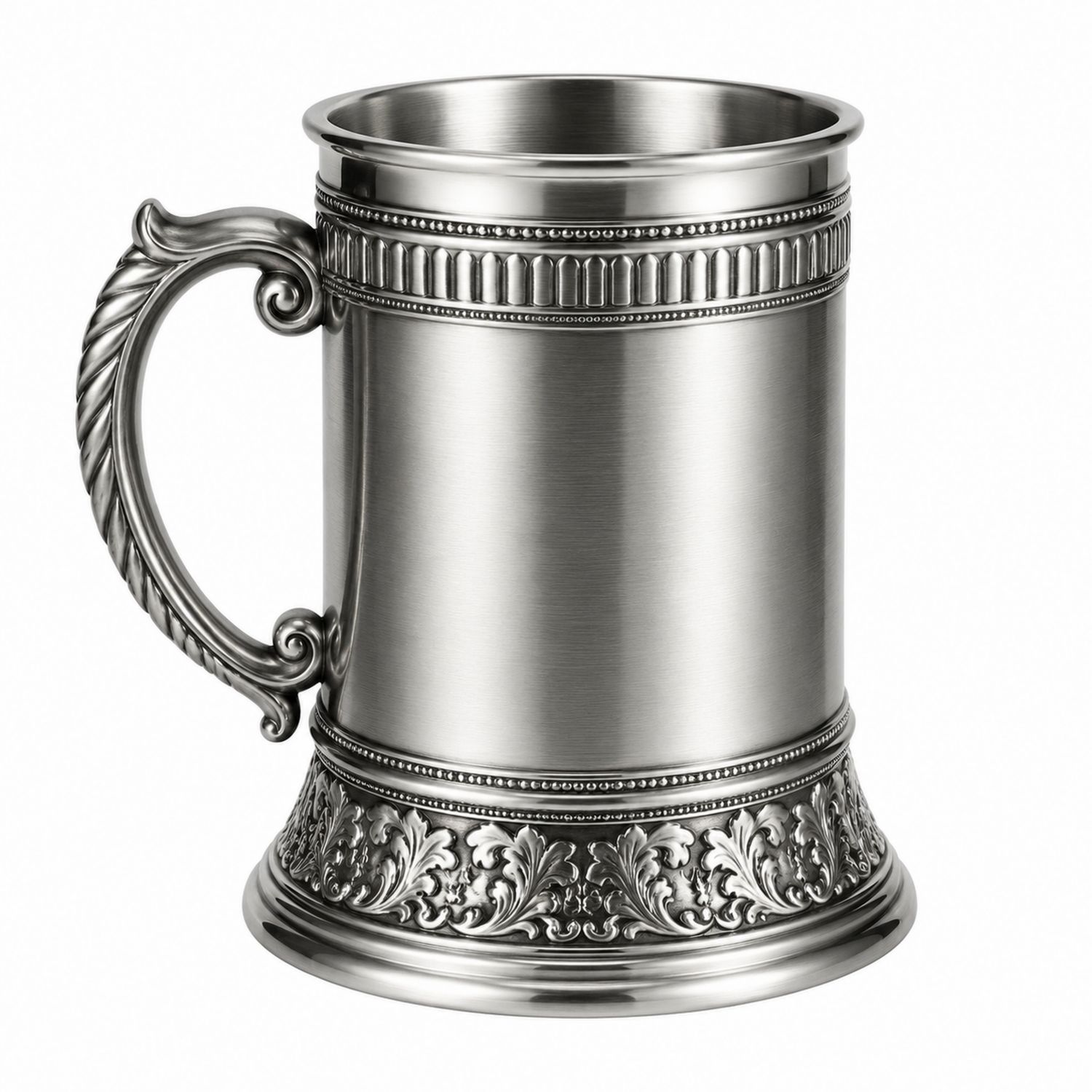 Chope argentée sculptée en acier inoxydable 500ml