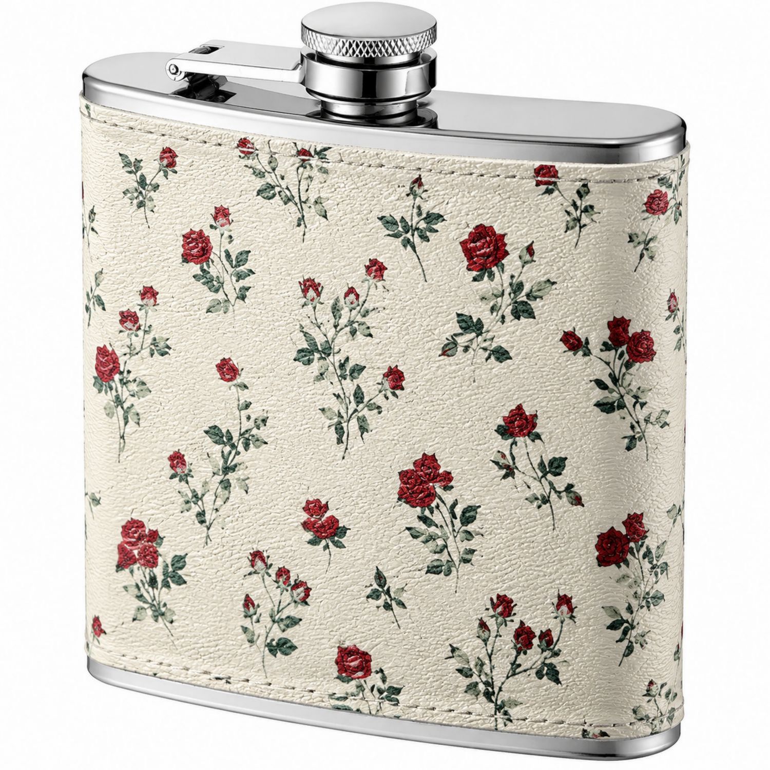 Flasque en Acier Inoxydable avec Motif Floral 175 ml