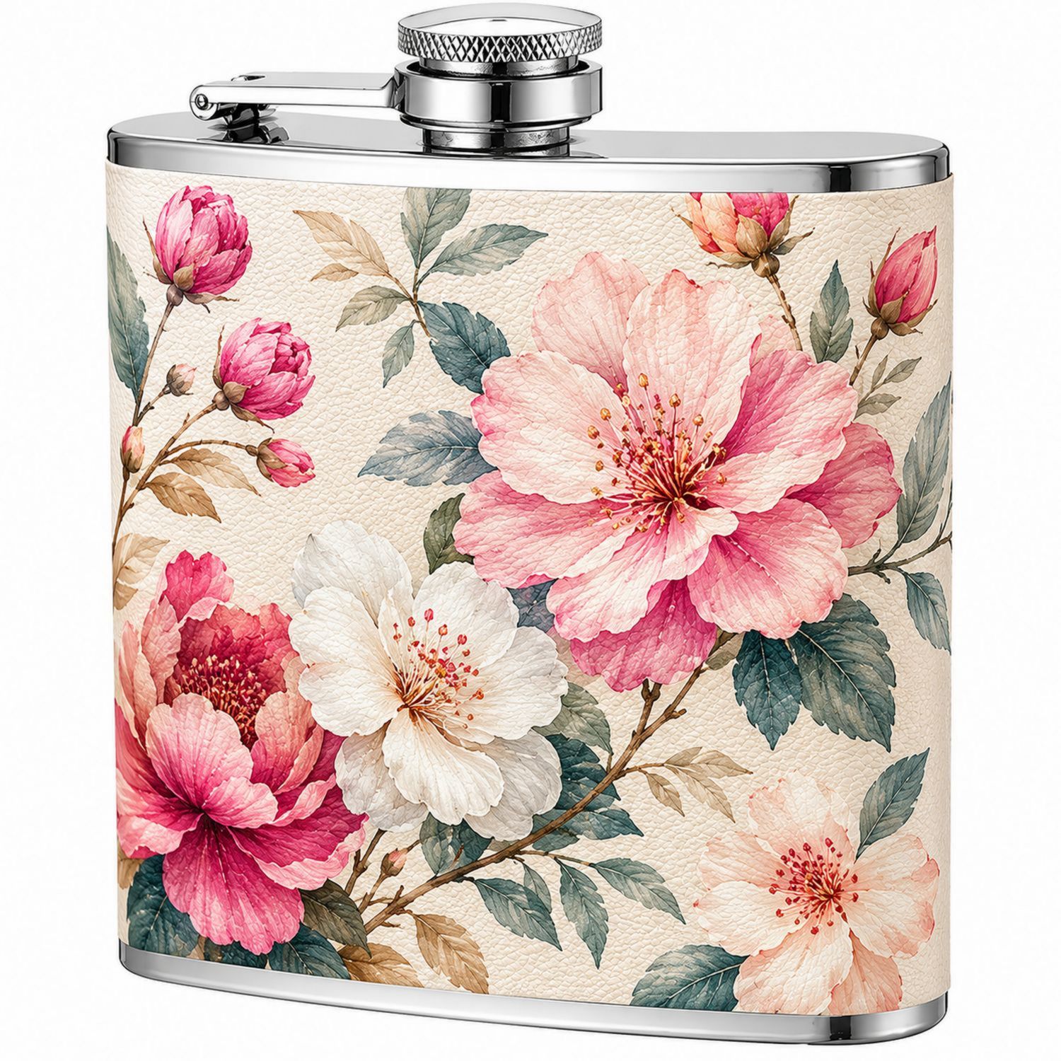 Flasque à alcool florale 180 ml Rose