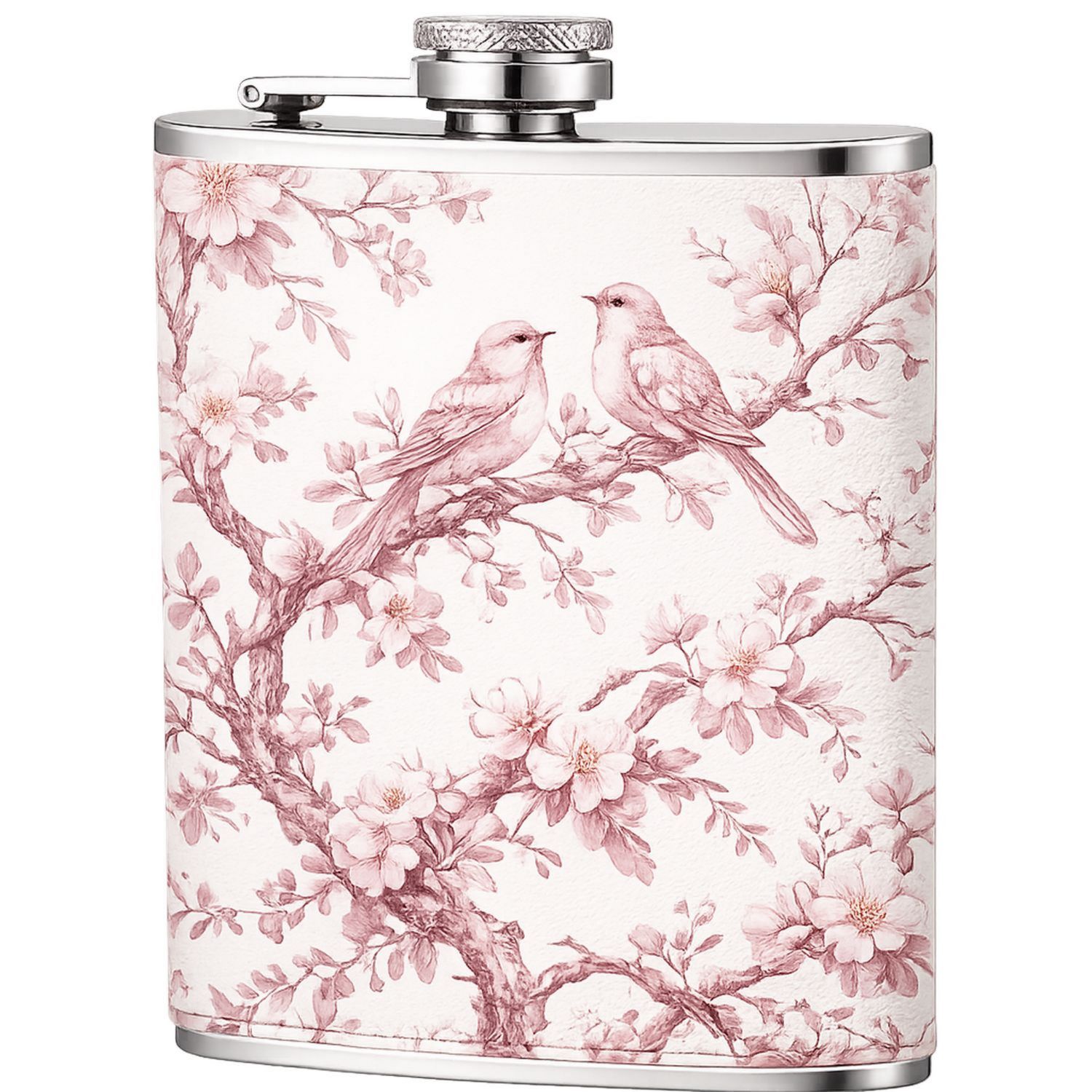 Flasque à alcool motifs oiseaux et fleurs 200ml