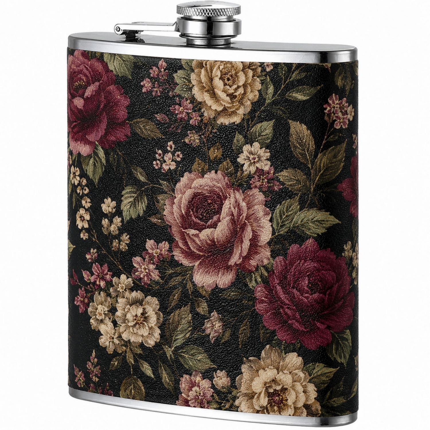 Flasque à Alcool 200ml avec Motif Floral Vintage