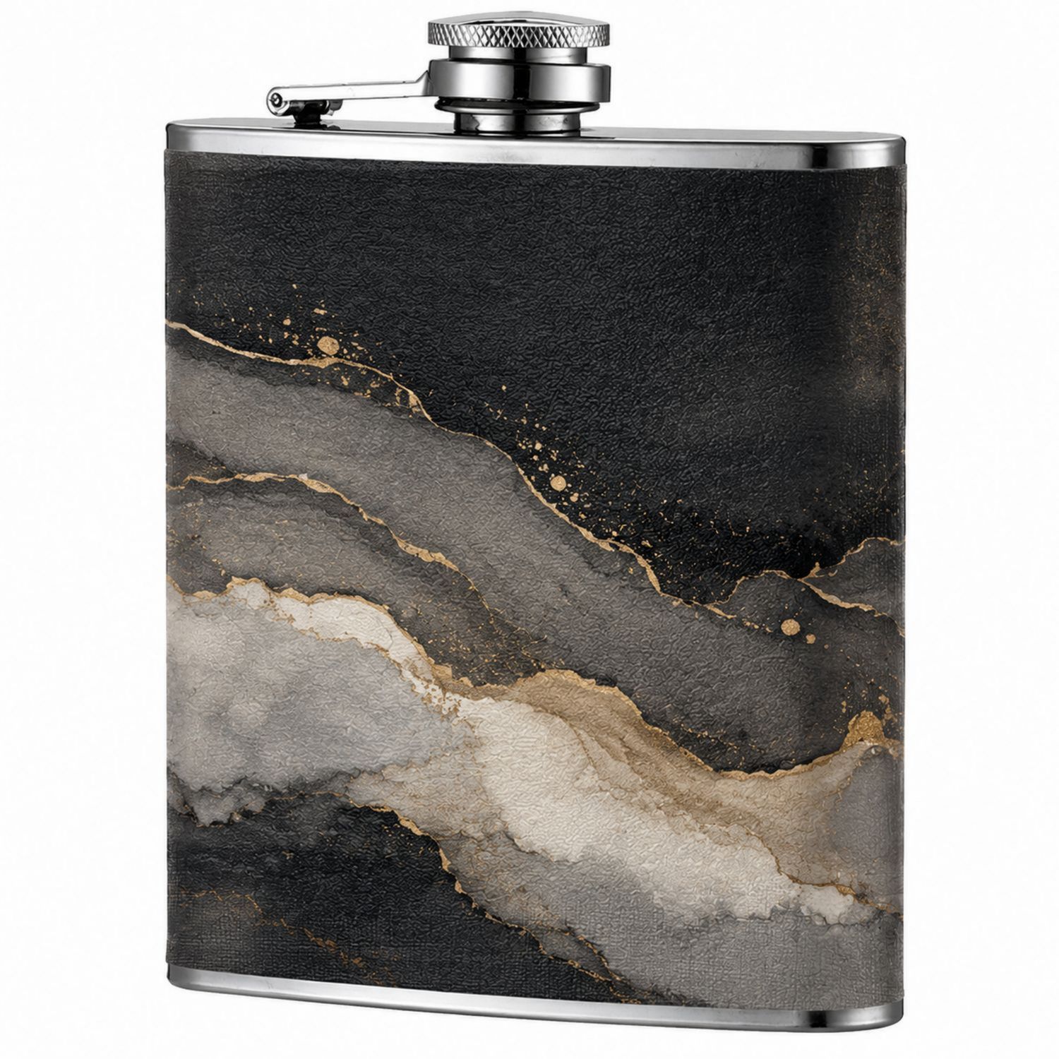 Flasque Motif Marbré Noir/Gris/Marron 200ml