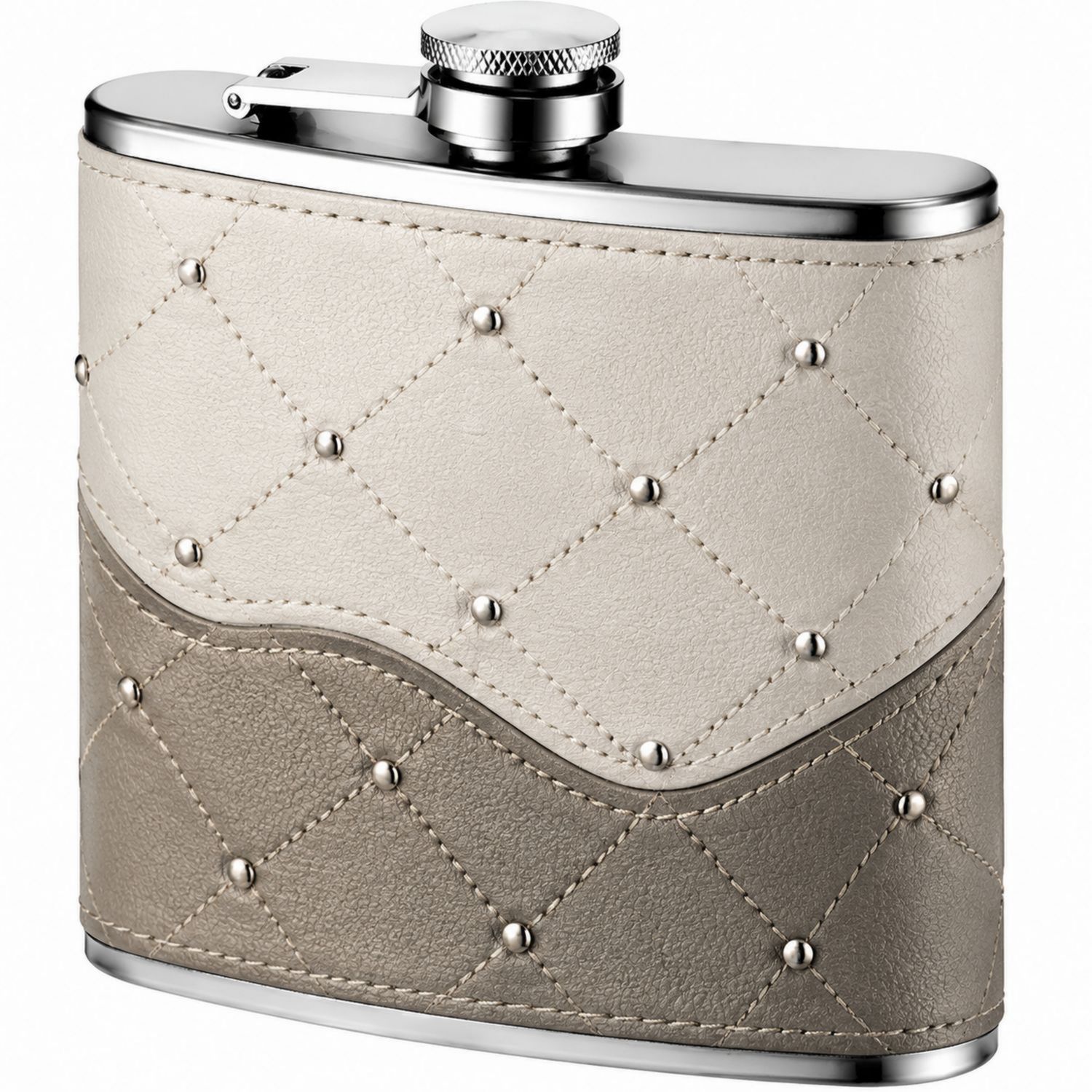 Flasque élégante matelassée beige et grise 170 ml