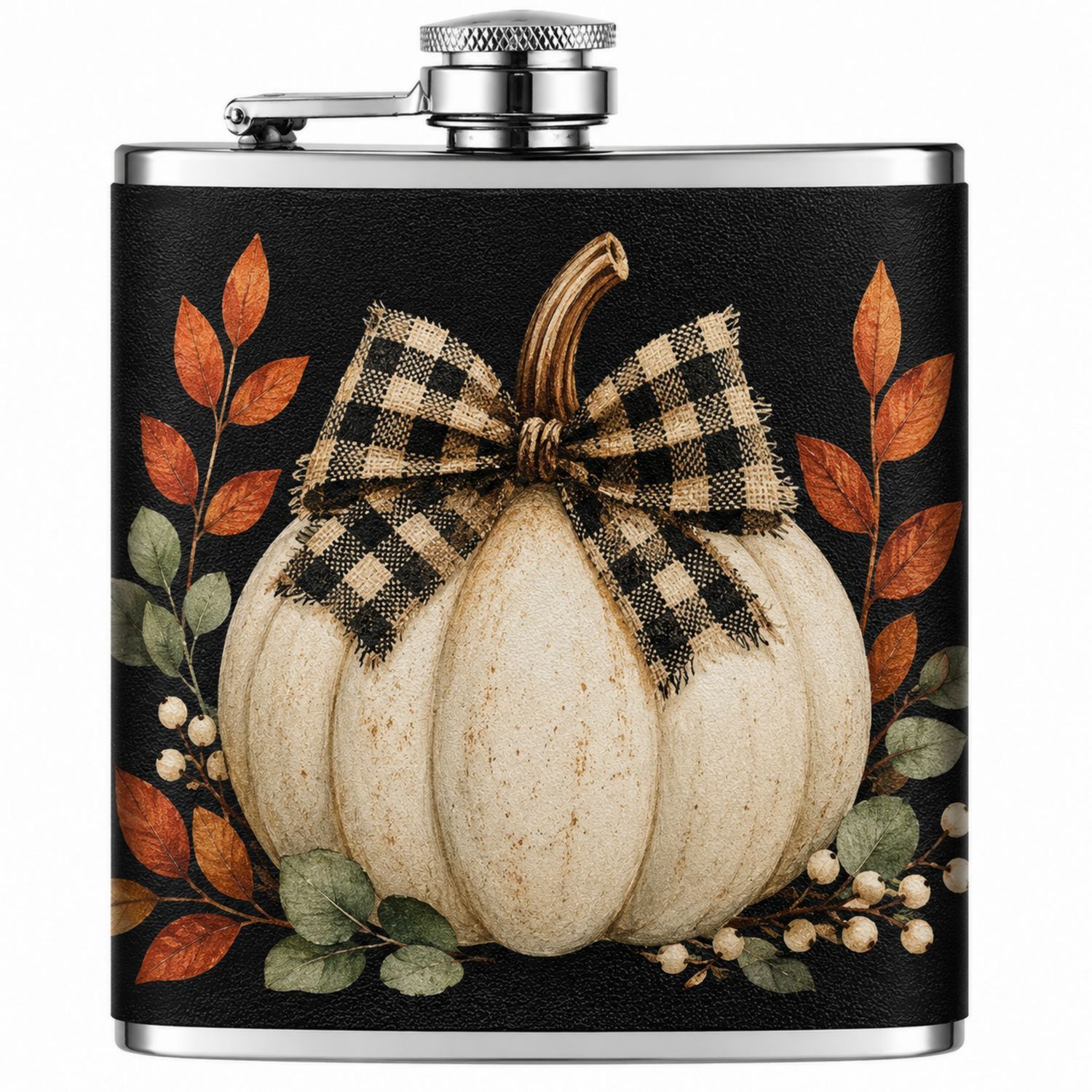 Flasque à Alcool Citrouille 200ml Noir/Beige