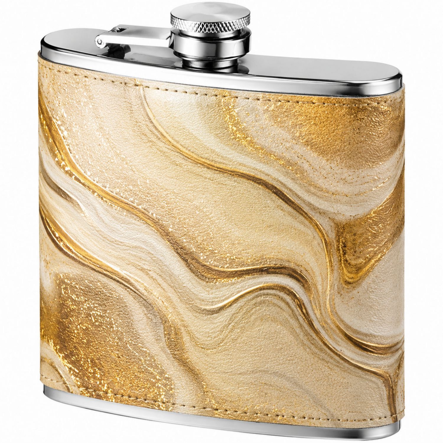 Flasque dorée marbrée 230ml avec bouchon vissé