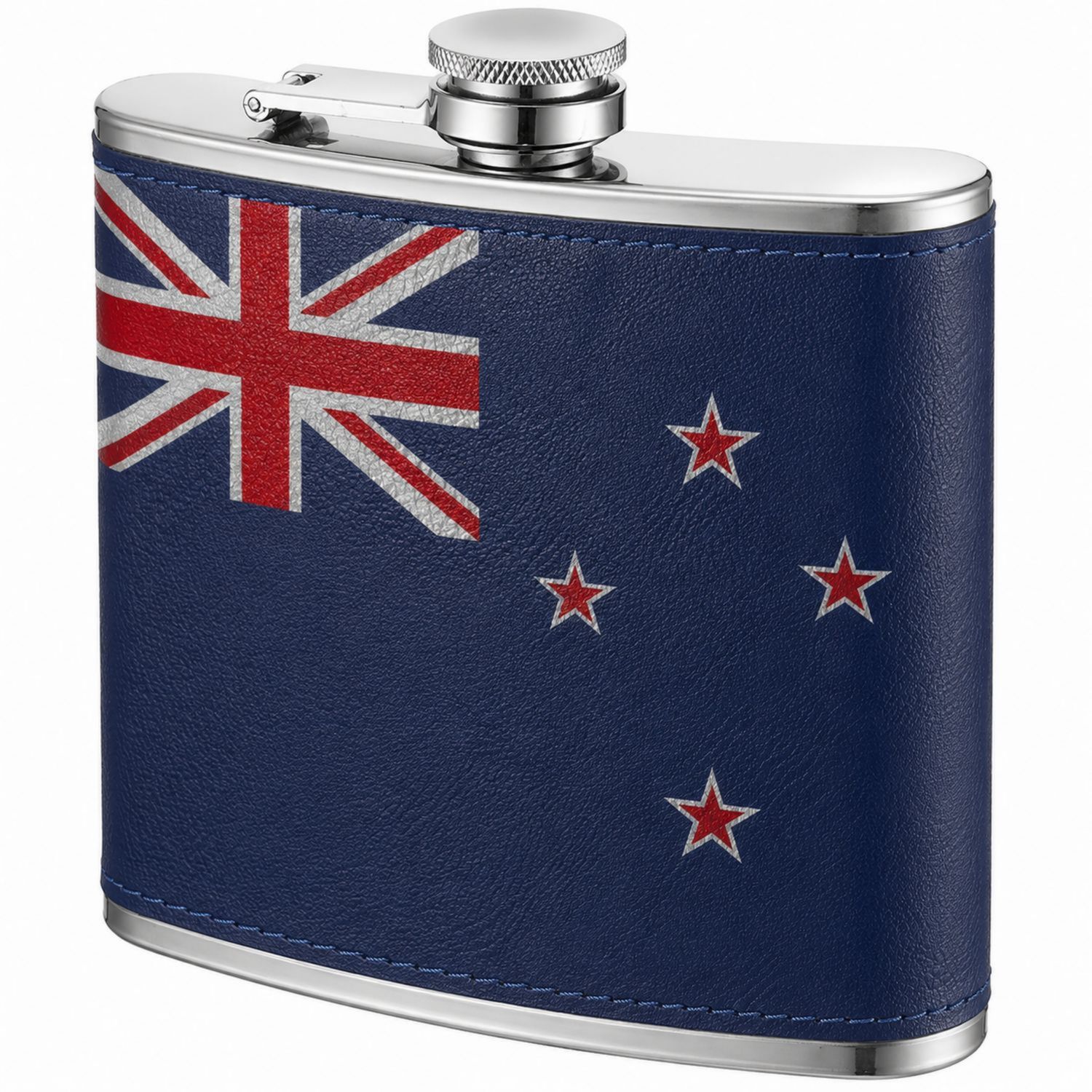 Flasque en acier inoxydable avec drapeau de la Nouvelle-Zélande - Bleu/Rouge/Blanc
