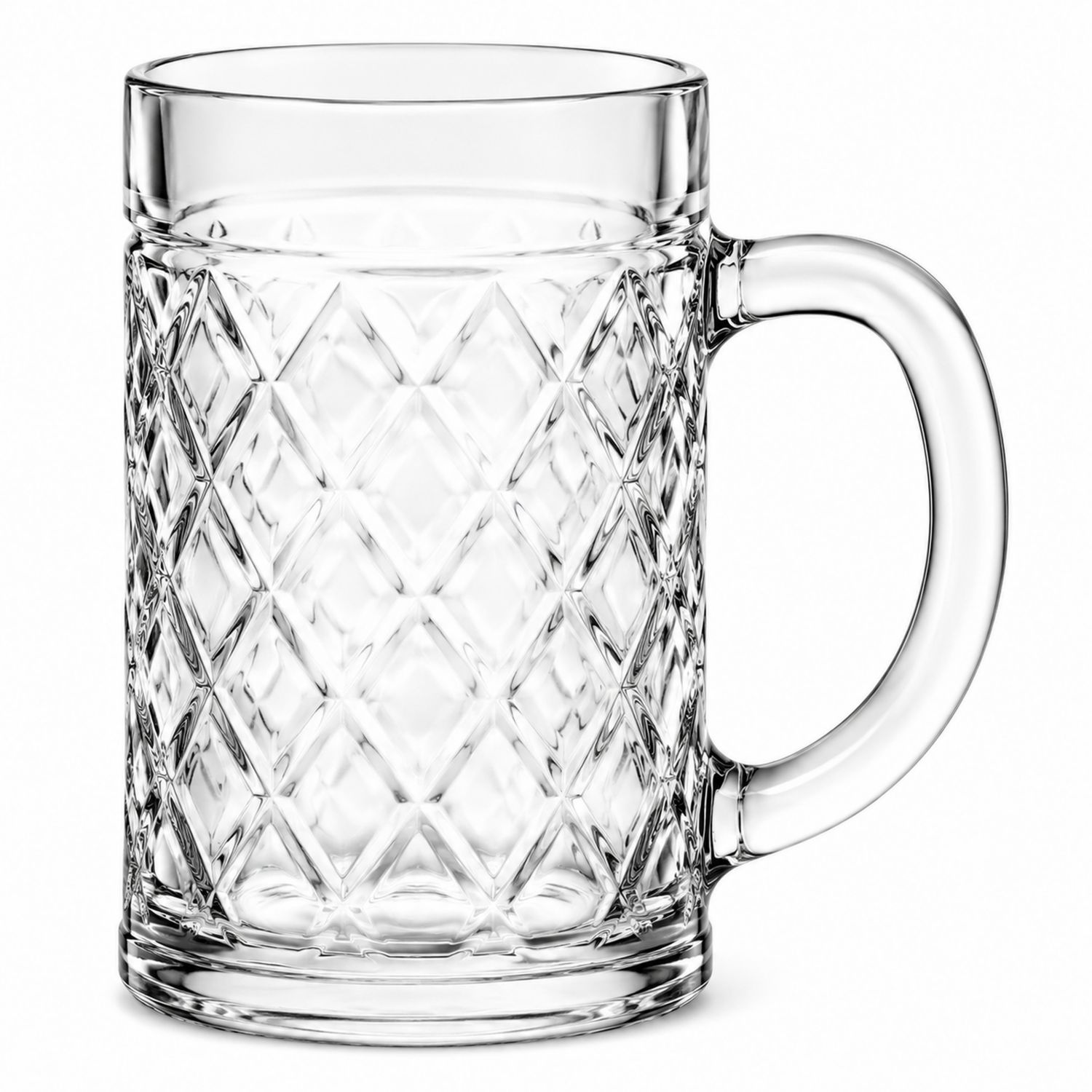 Chope à bière transparente 500 ml avec motifs ciselés