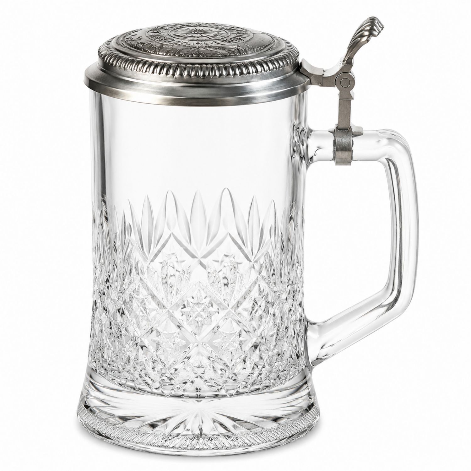 Chope à bière en verre avec couvercle gravé, 500 ml