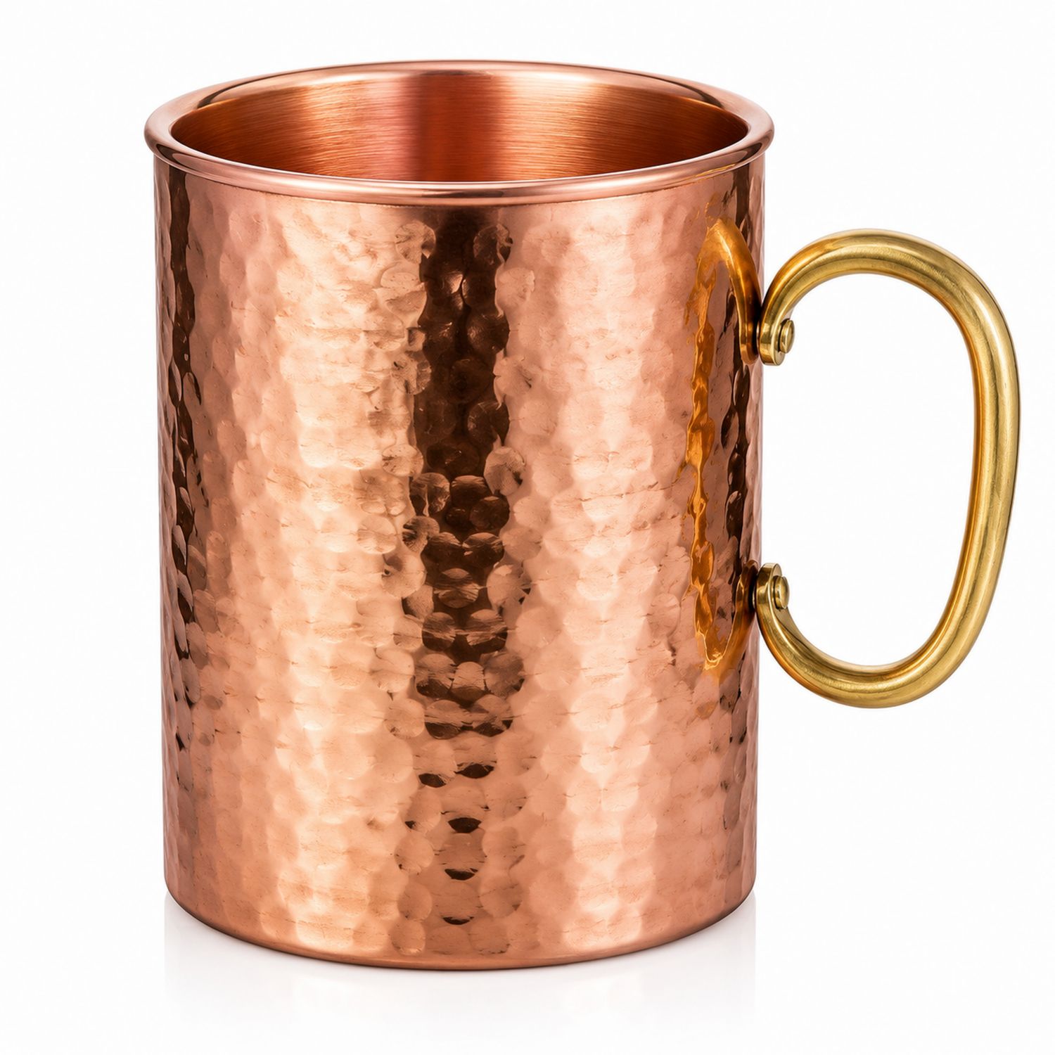 Mug en Cuivre Martelé avec Anse Dorée - 450ml