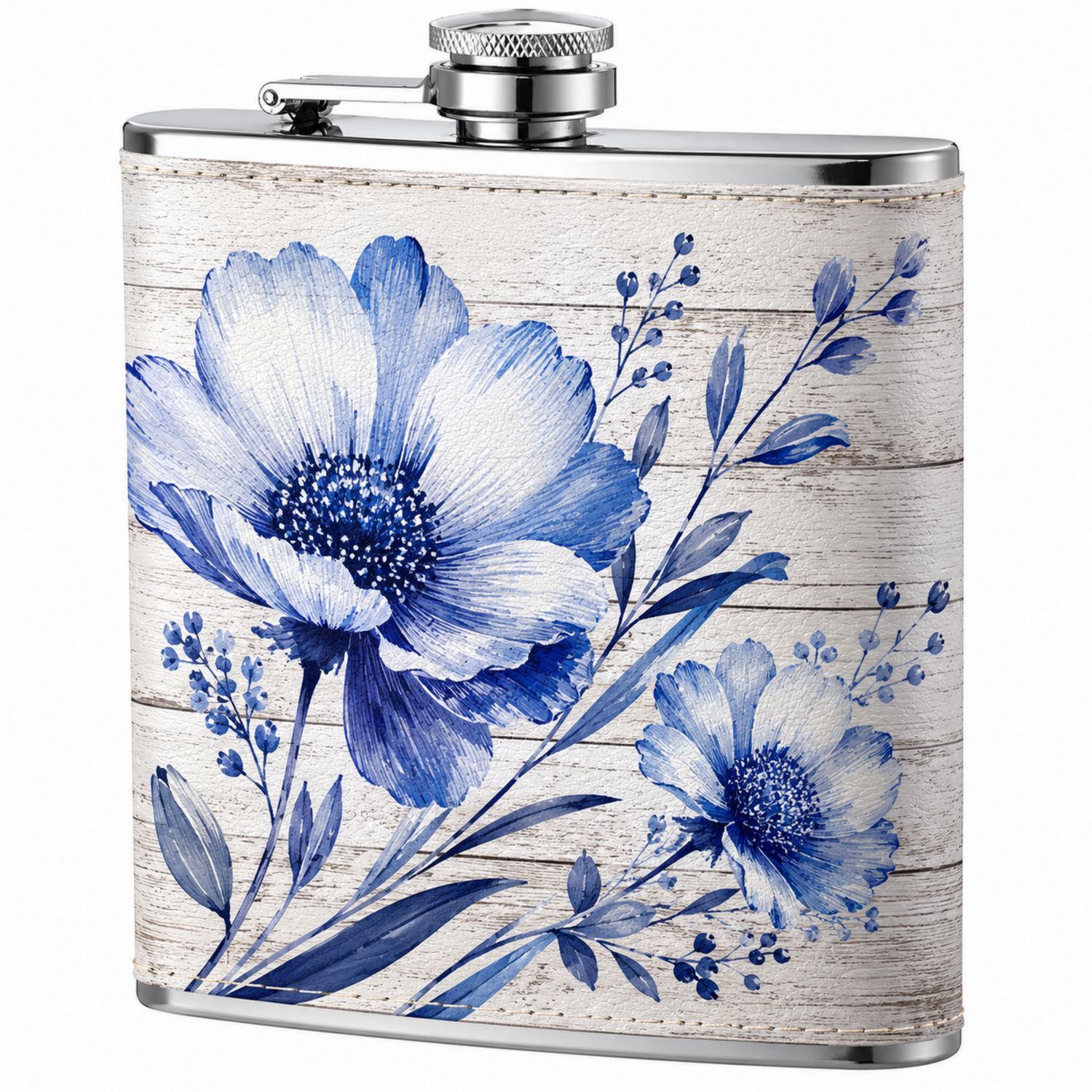 Flasque à motif floral bleu 240ml