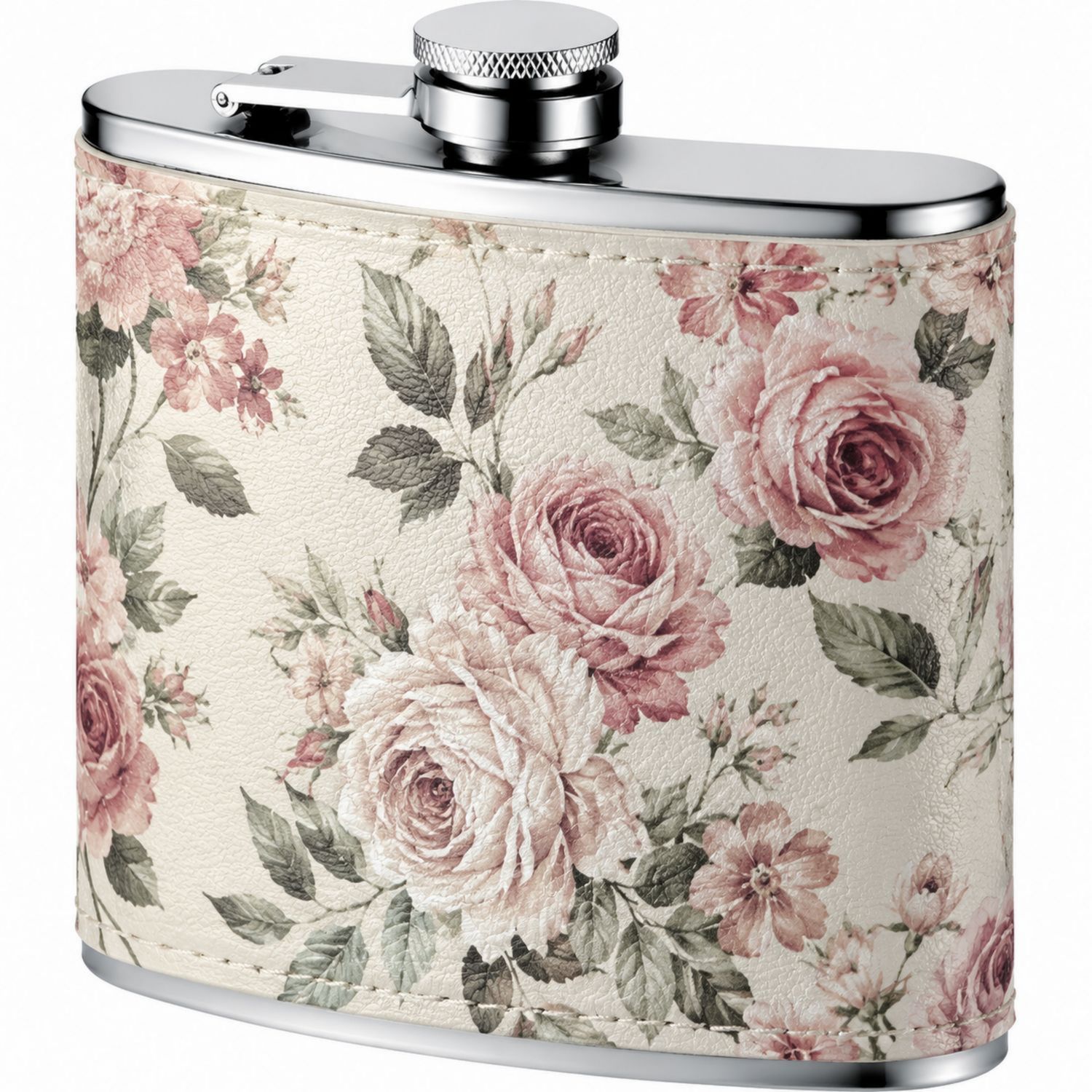 Flasque en Acier Inoxydable Motif Floral Romantique 200 ml
