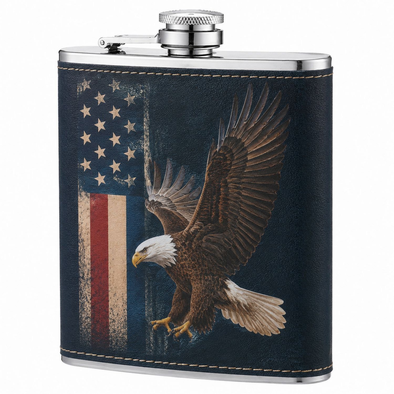 Flasque en Acier Inoxydable avec Motif Aigle et Drapeau Américain