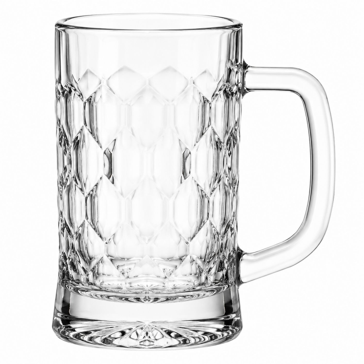 Chope à bière transparente 500ml à facettes
