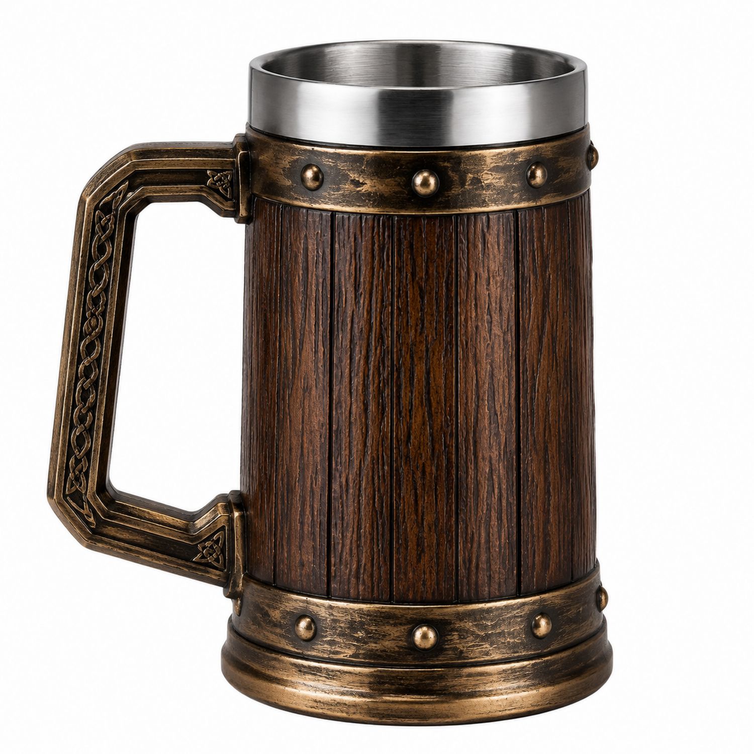 Chope Viking 500ml en Bois et Bronze